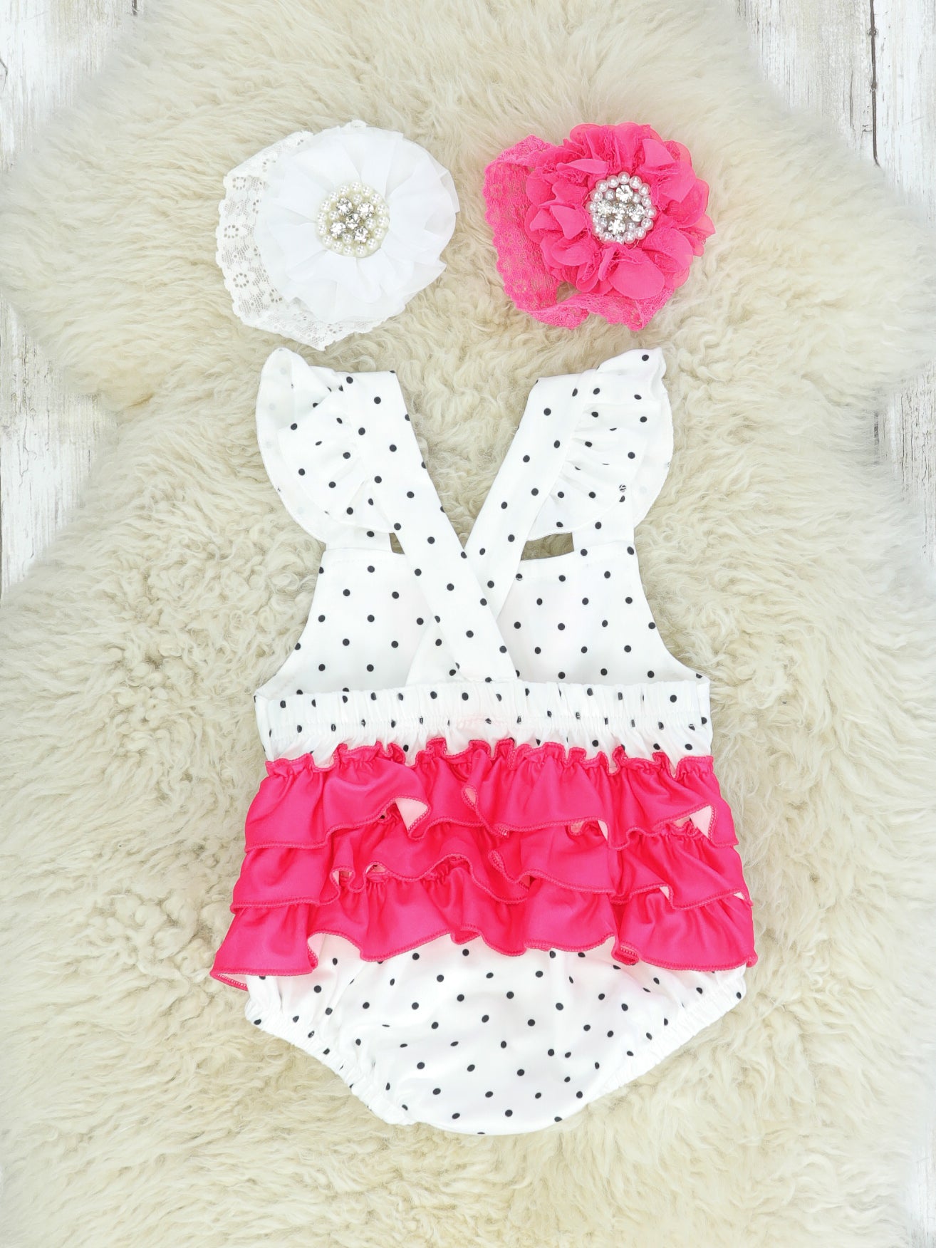 Polka Dotted Watermelon Bubble Romper - Marie Nicole Clothing