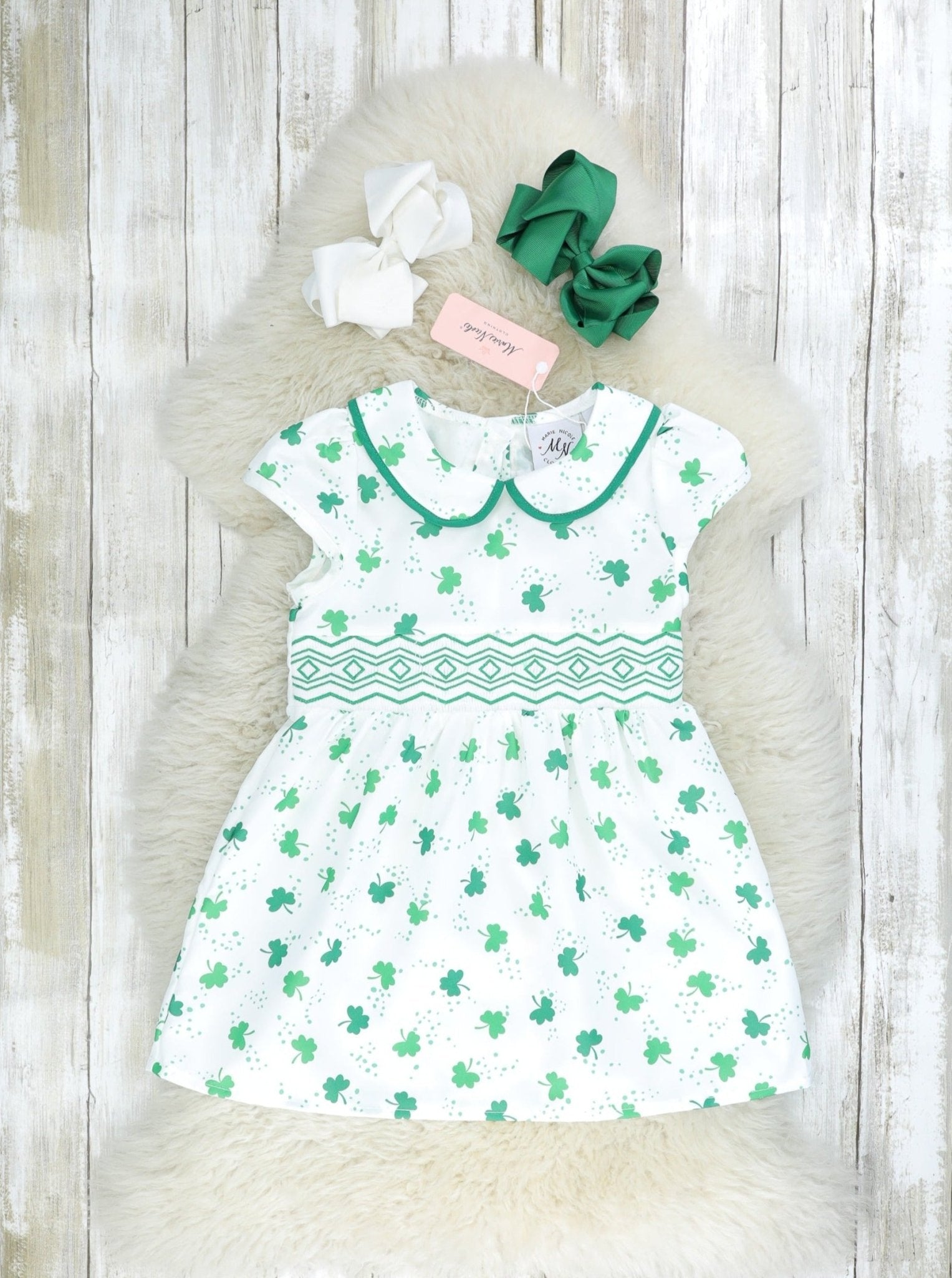 Vintage Clover Smocked Dress - Marie Nicole Clothing
