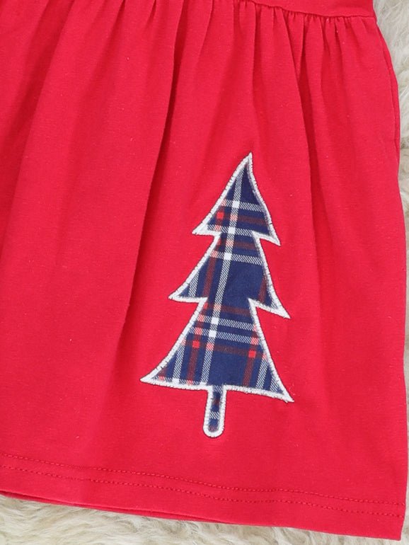 Red & Blue Plaid Christmas Tree 3 - Piece Outfit - Marie Nicole Clothing