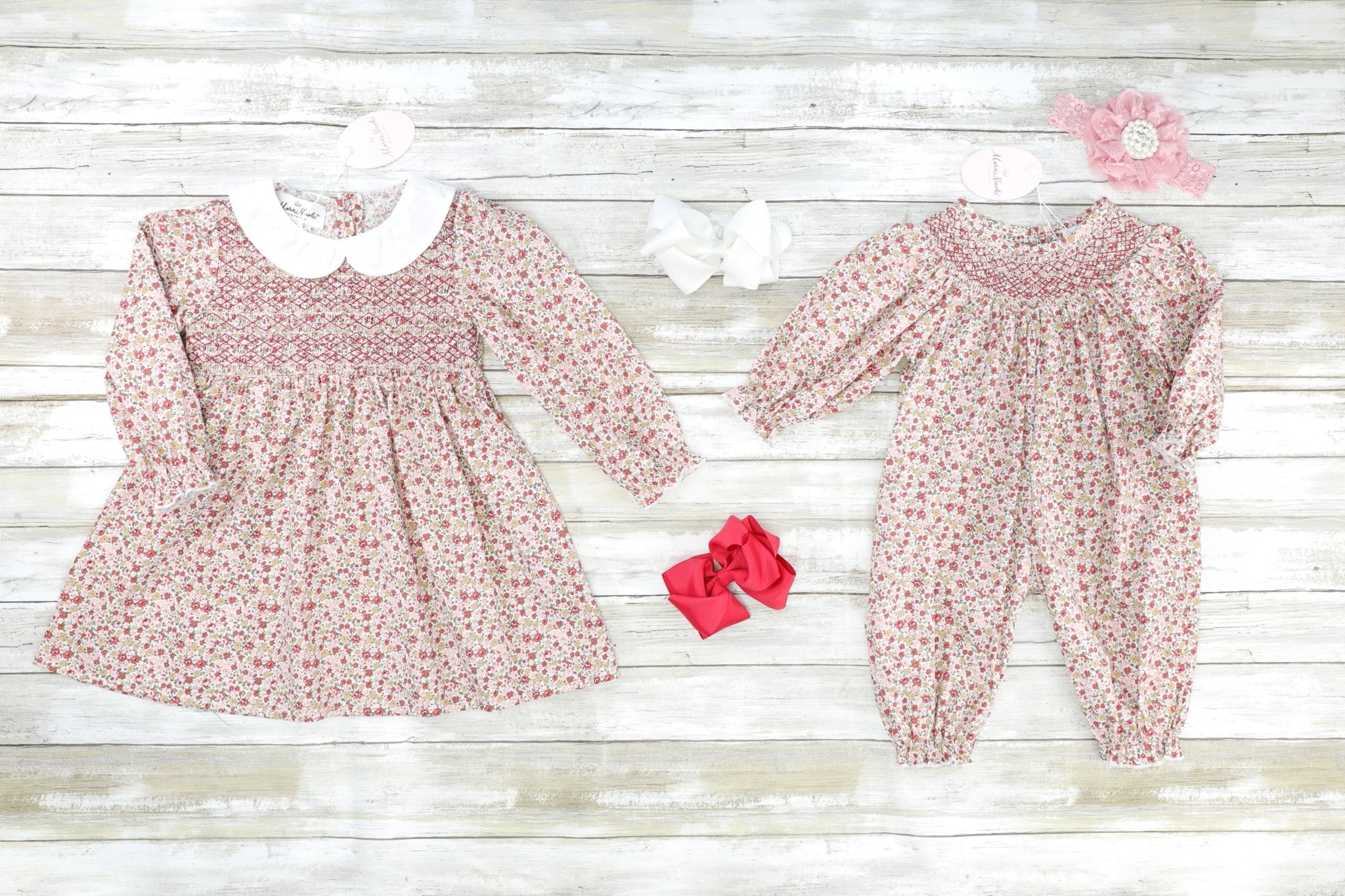 Dainty Neutral Floral Vintage Dress - Marie Nicole Clothing