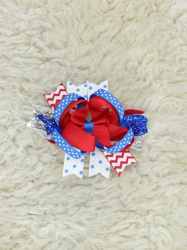 Red, White & Blue Glitter Bow - Marie Nicole Clothing