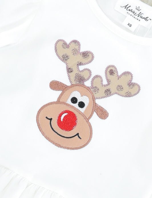 Reindeer Ruffle Top & Bell Bottoms Outfit - Marie Nicole Clothing