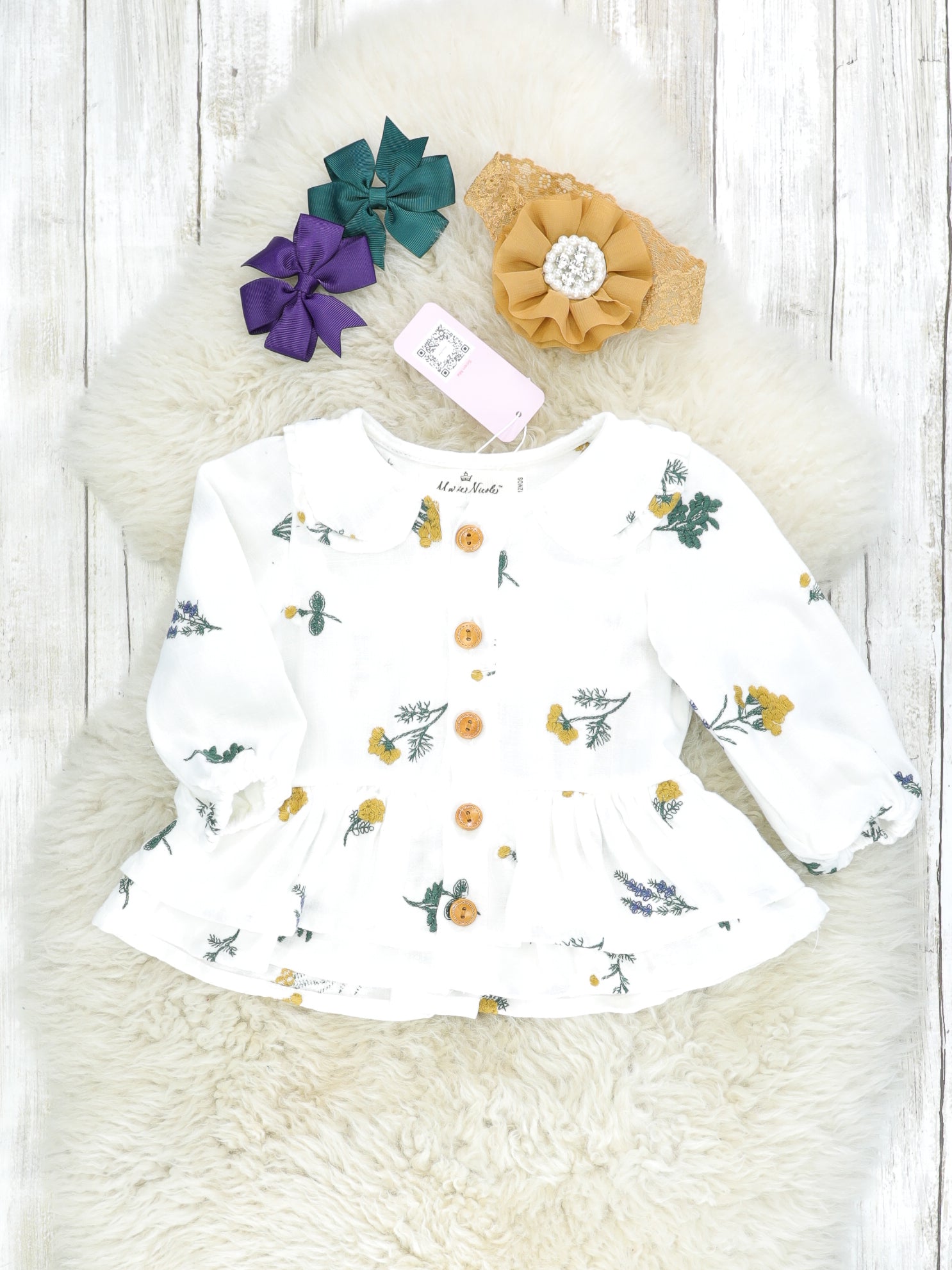 Wildflower Button Up Peplum Top - Marie Nicole Clothing