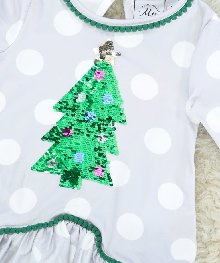 Polka Dot Christmas Tree Ruffle Outfit - Marie Nicole Clothing