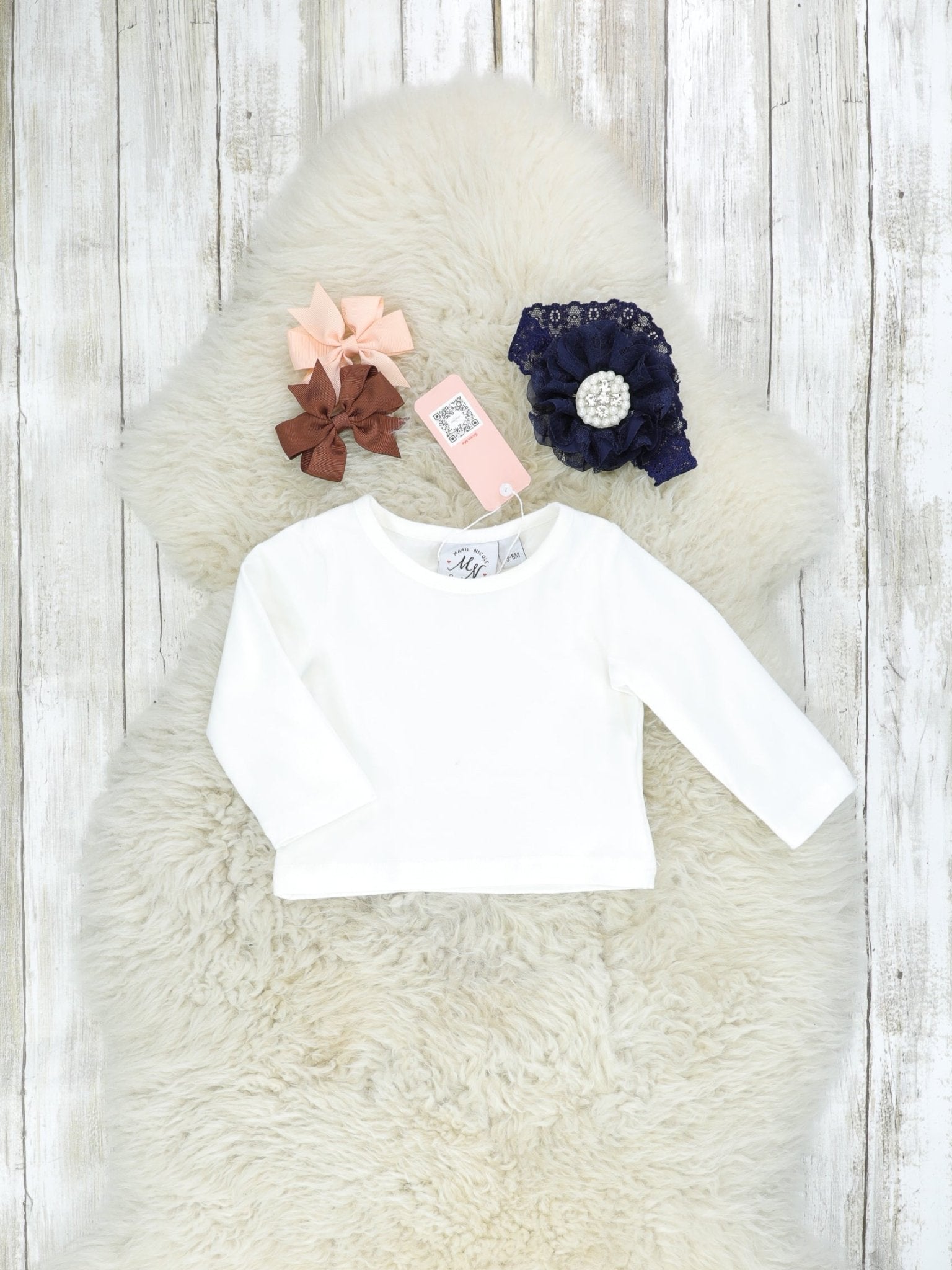 White Top & Chambray Reindeer Ruffle Romper - Marie Nicole Clothing