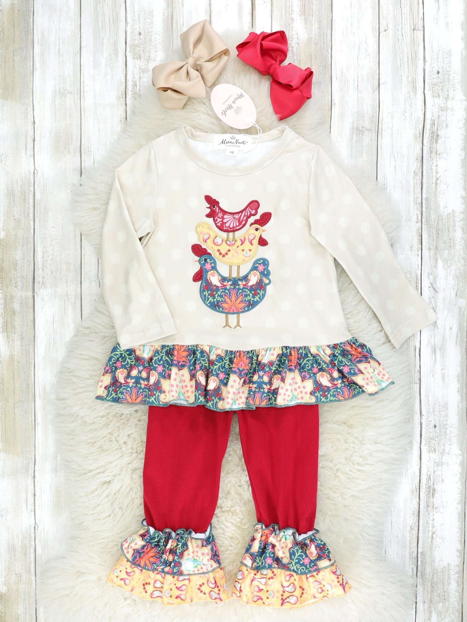 Fall Chickens Ruffle Outfit - Marie Nicole Clothing
