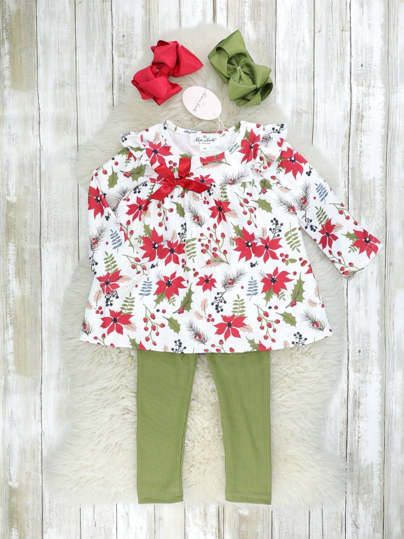 Poinsettia Ruffle Outfit - Marie Nicole Clothing