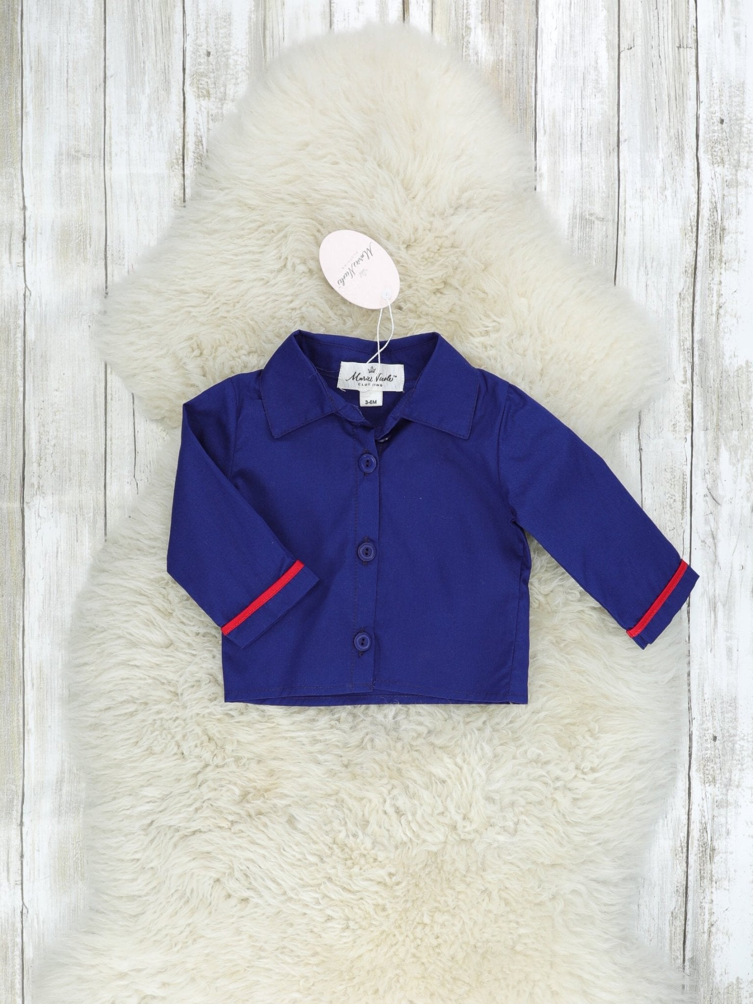 Navy Stocking & Red Gingham Smocked Romper - Marie Nicole Clothing