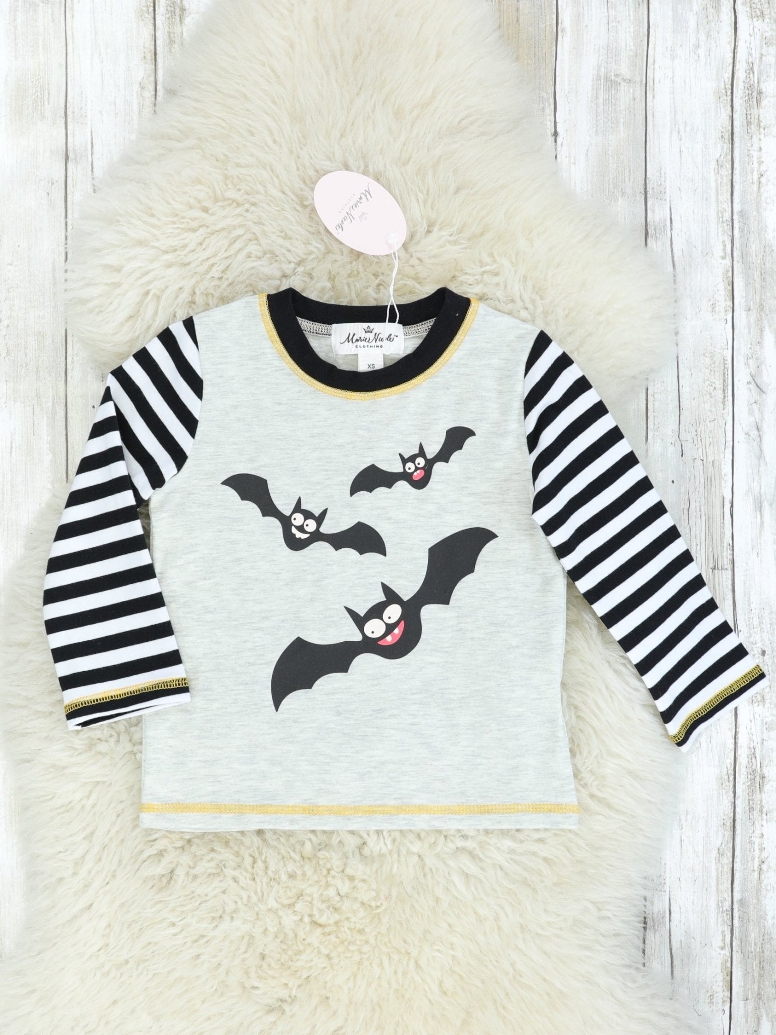 Striped Bats Long Sleeve Shirt - Marie Nicole Clothing