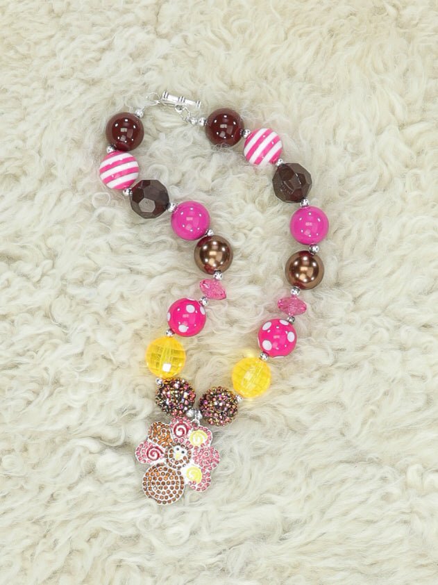 Brown / Pink Turkey Bubblegum Necklace - Marie Nicole Clothing