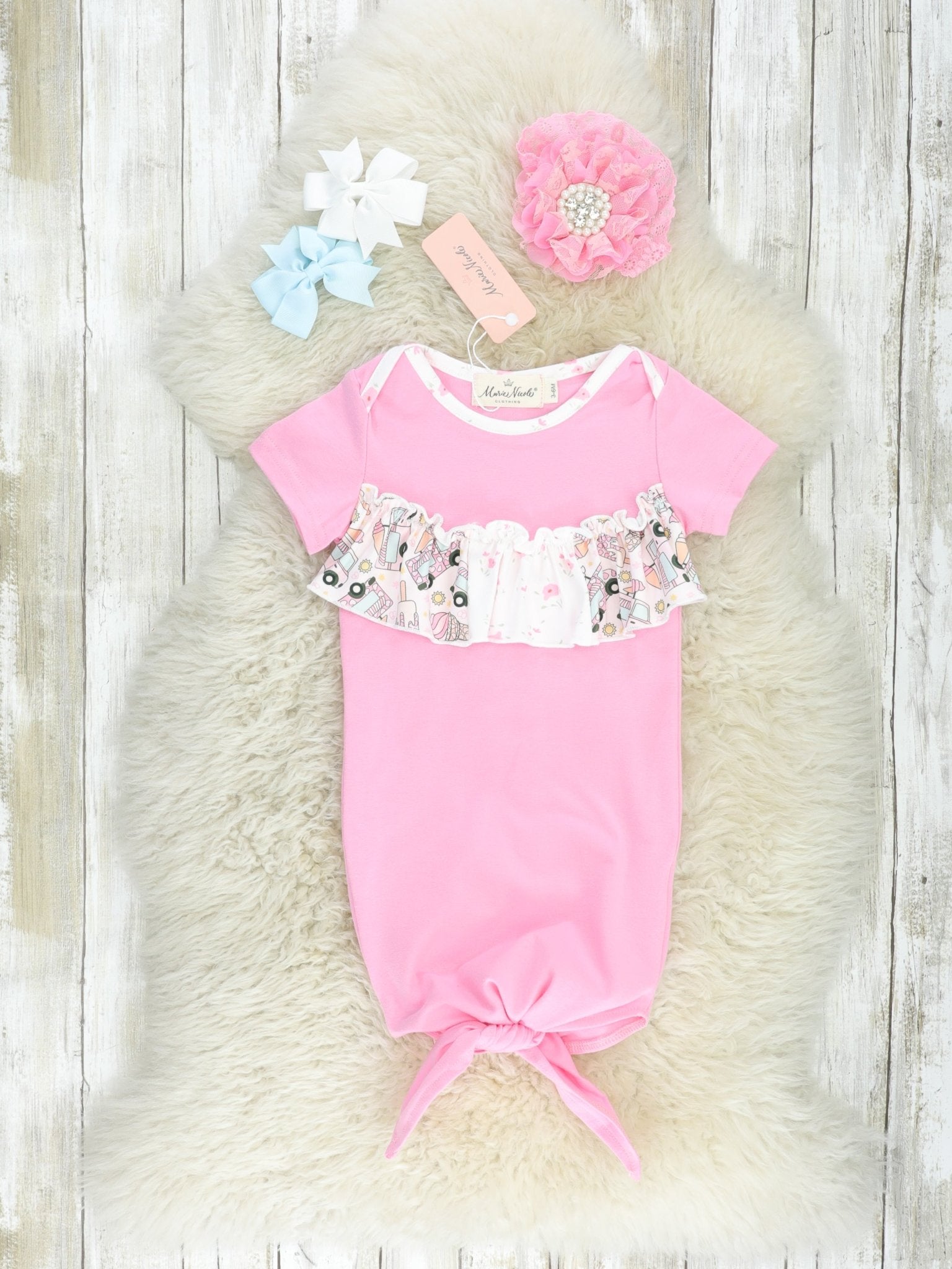 Pink Ice Cream Truck Knot Gown - Marie Nicole Clothing