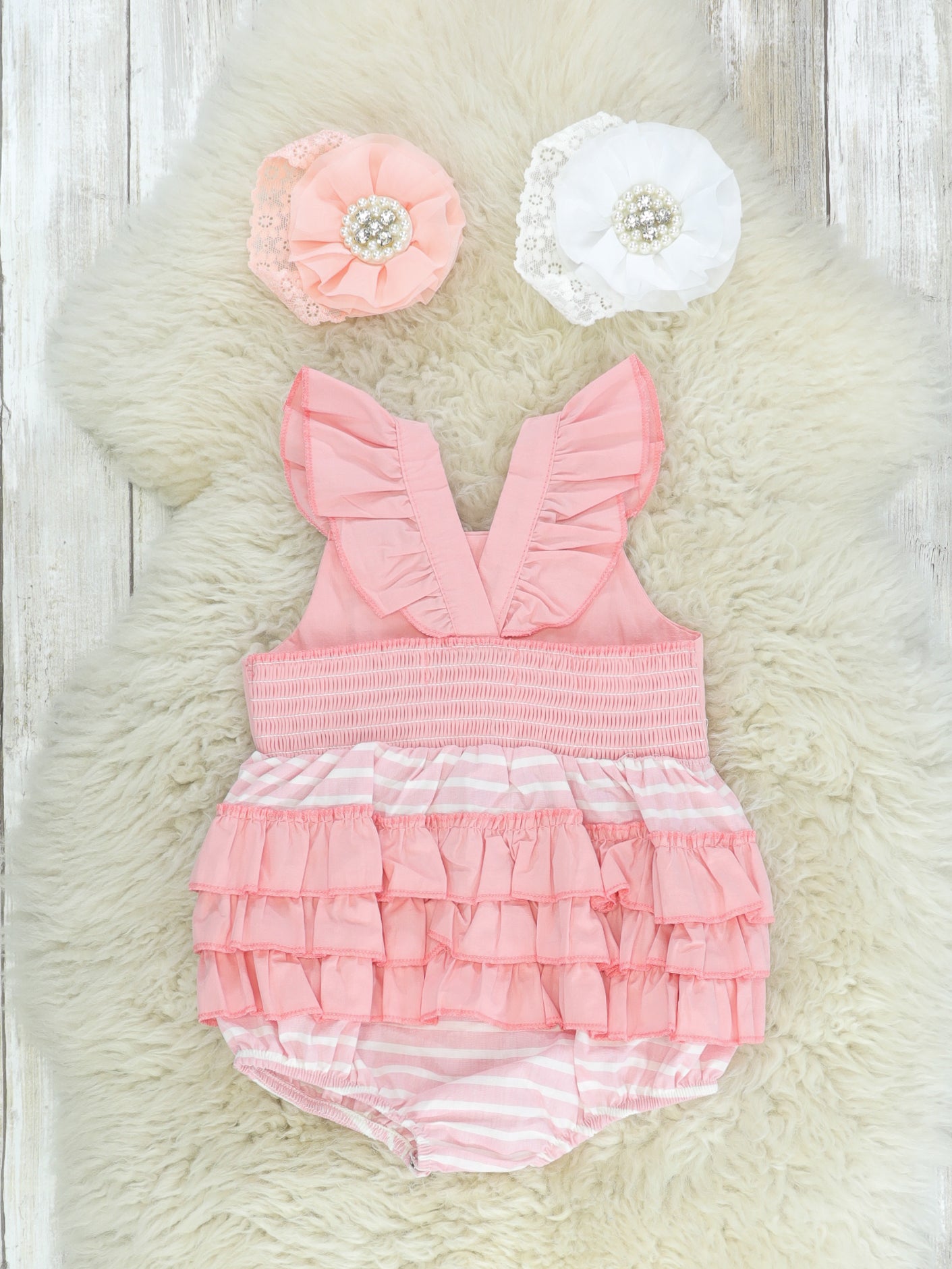 Smocked Carrot & Bunny Ruffle Bubble Romper - Marie Nicole Clothing