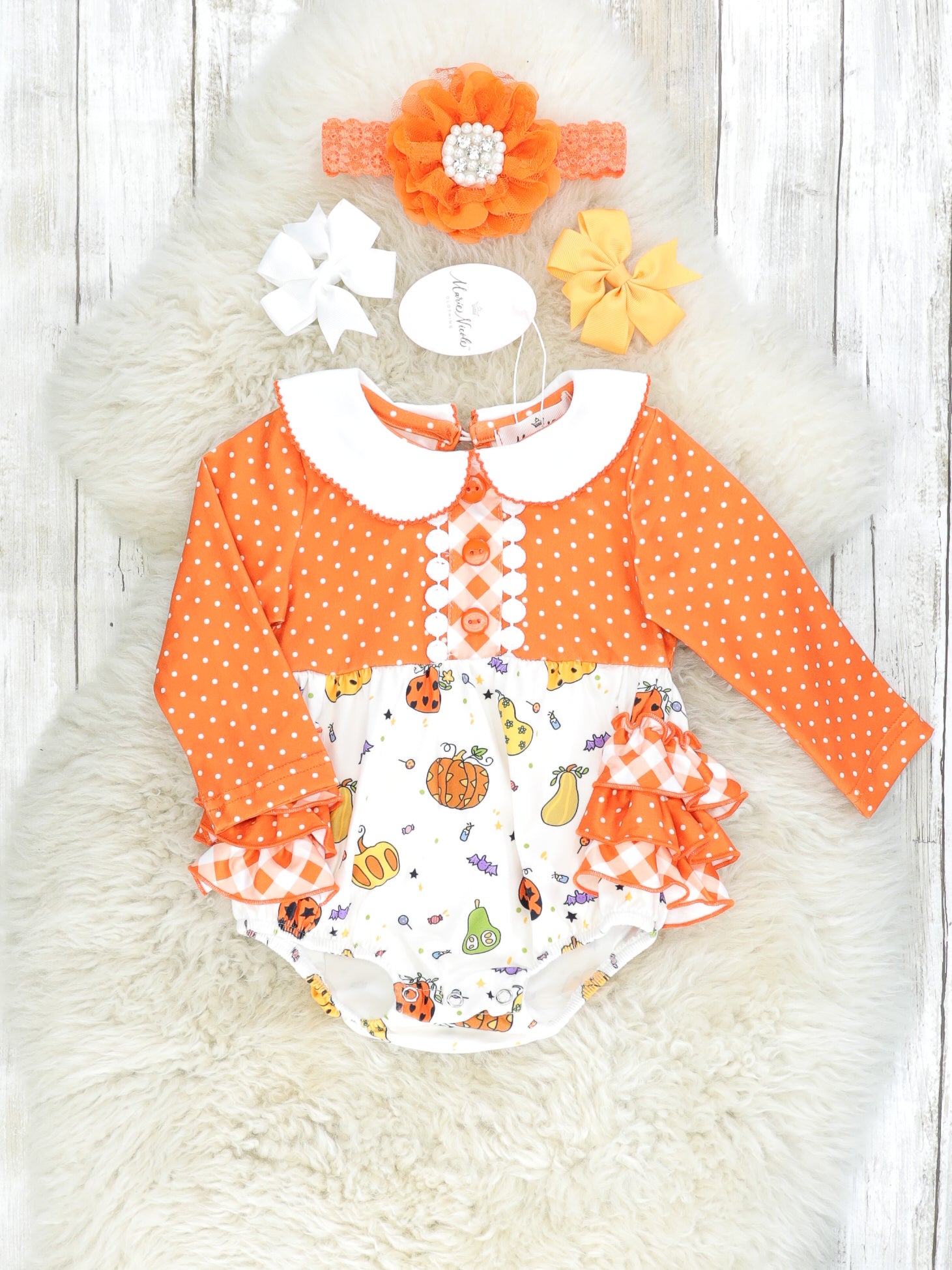 Pumpkin Spice & Spooky Nights Vintage Bubble Romper - Marie Nicole Clothing