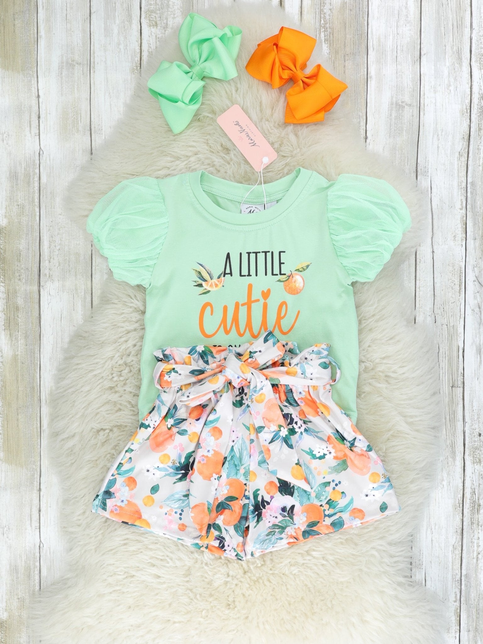 Mint "Cutie" Top & Floral Shorts Outfit - Marie Nicole Clothing