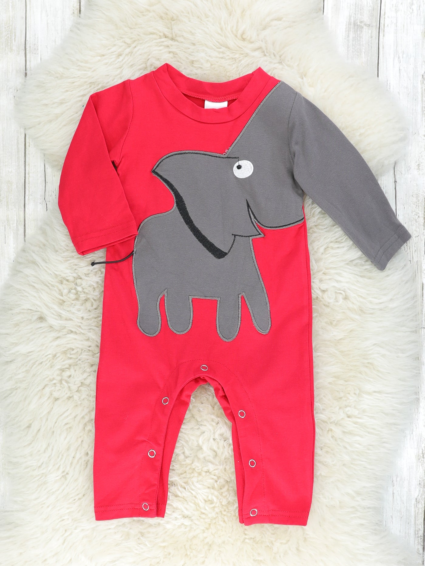Red Elephant Romper - Marie Nicole Clothing