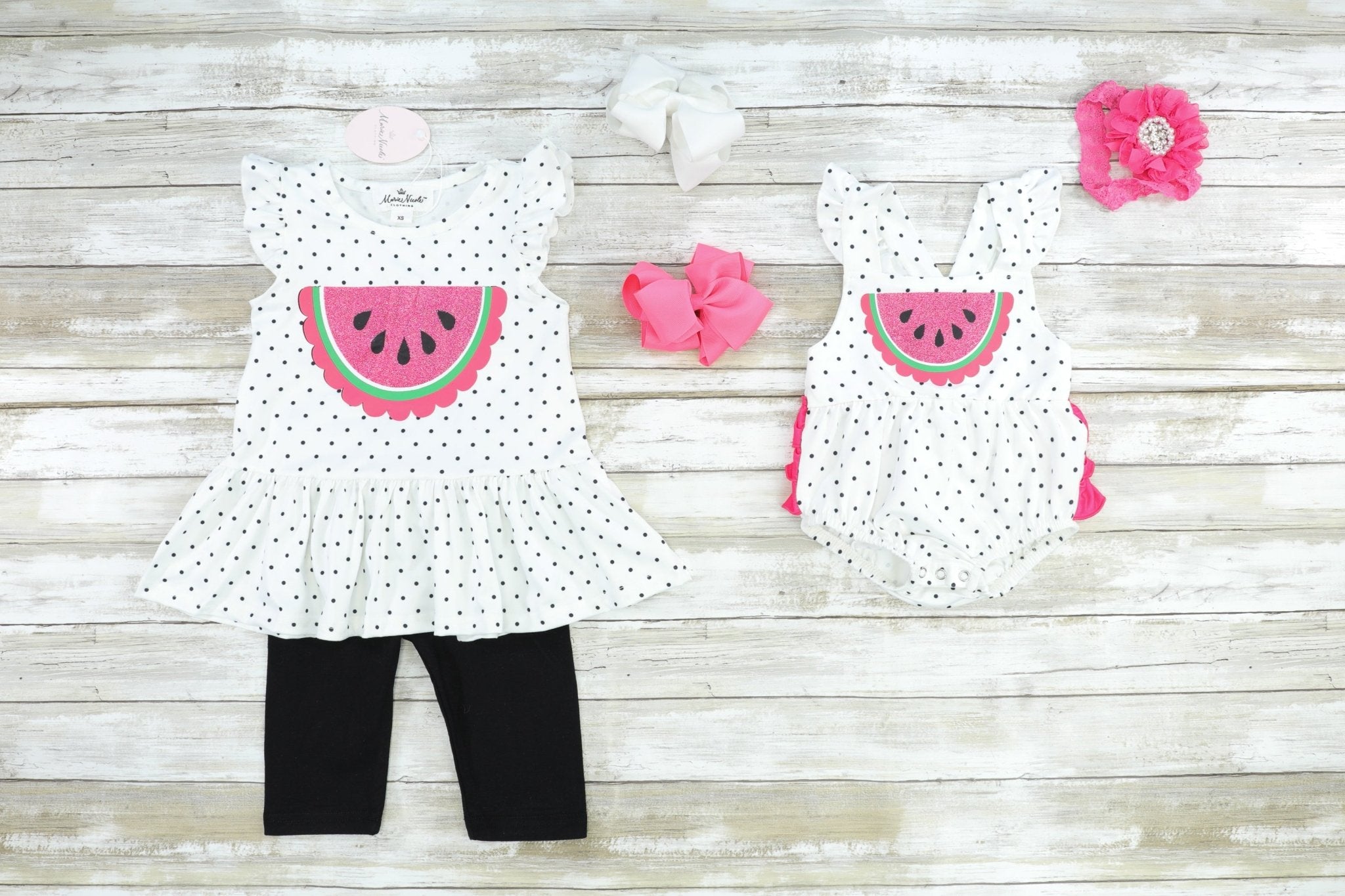 Polka Dotted Watermelon Capris Outfit - Marie Nicole Clothing