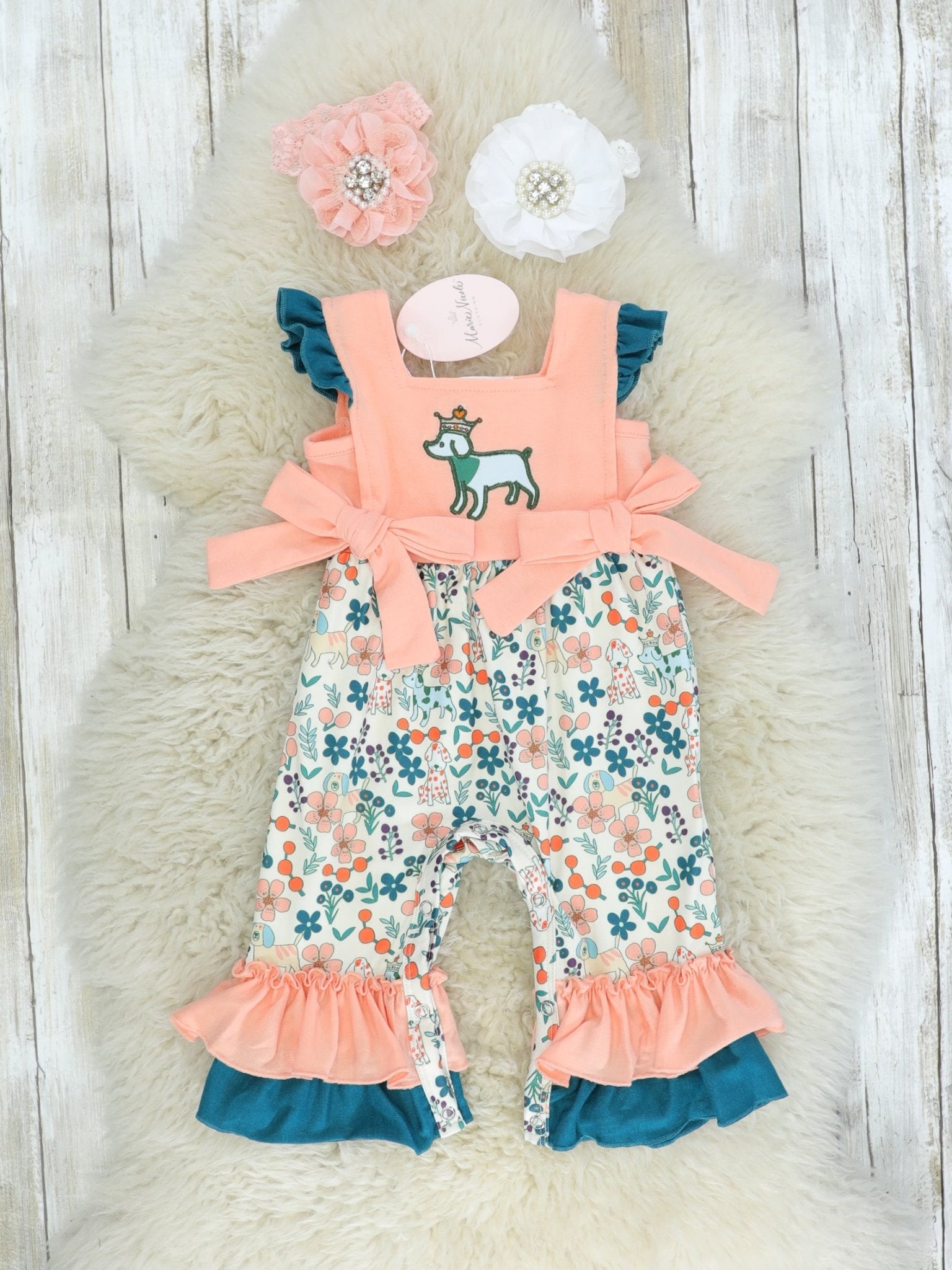 MNC Royal Pups - Eloise Ruffle Romper™ - Marie Nicole Clothing