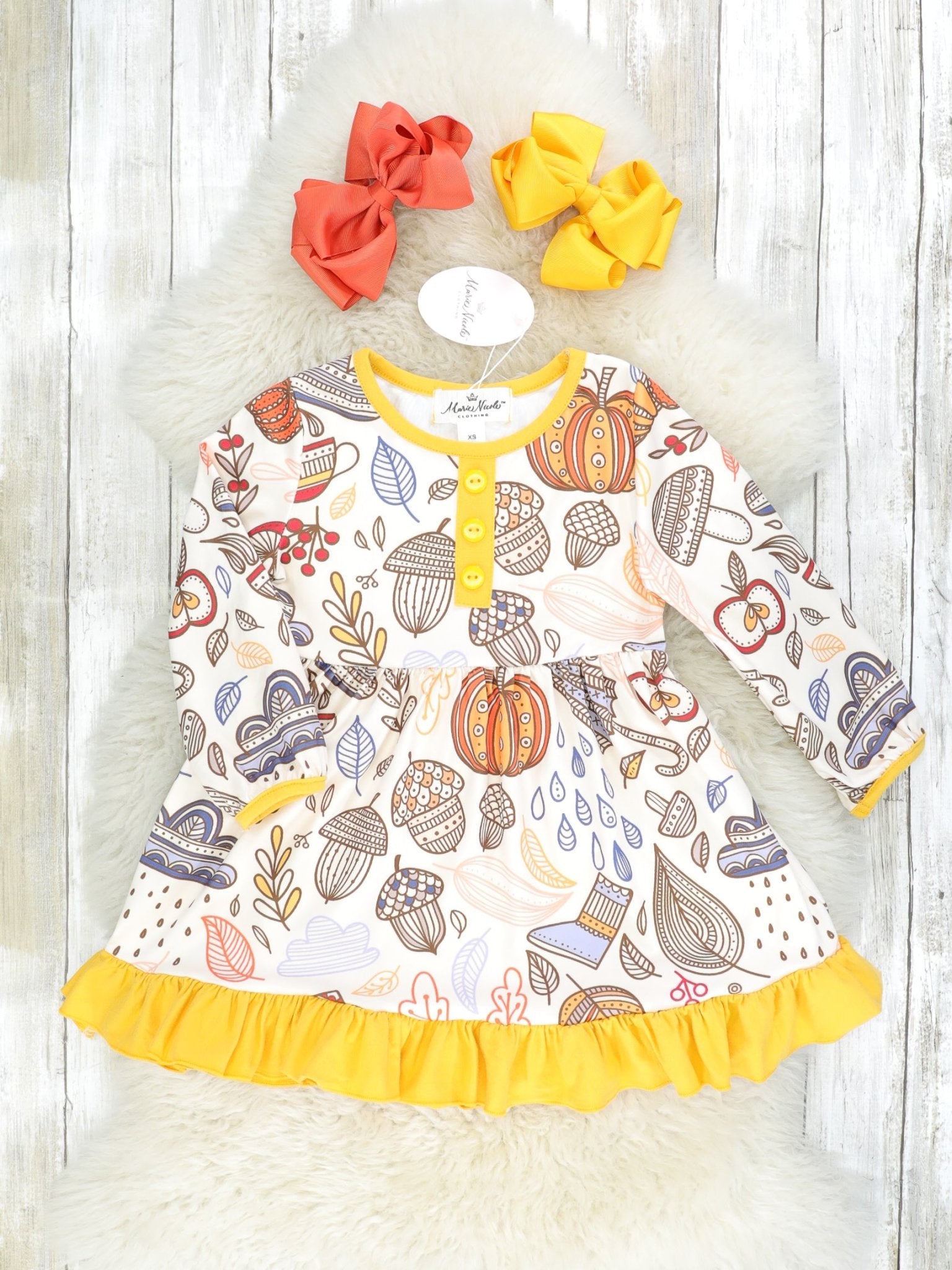 Fall Foliage Ruffle Dress - Marie Nicole Clothing