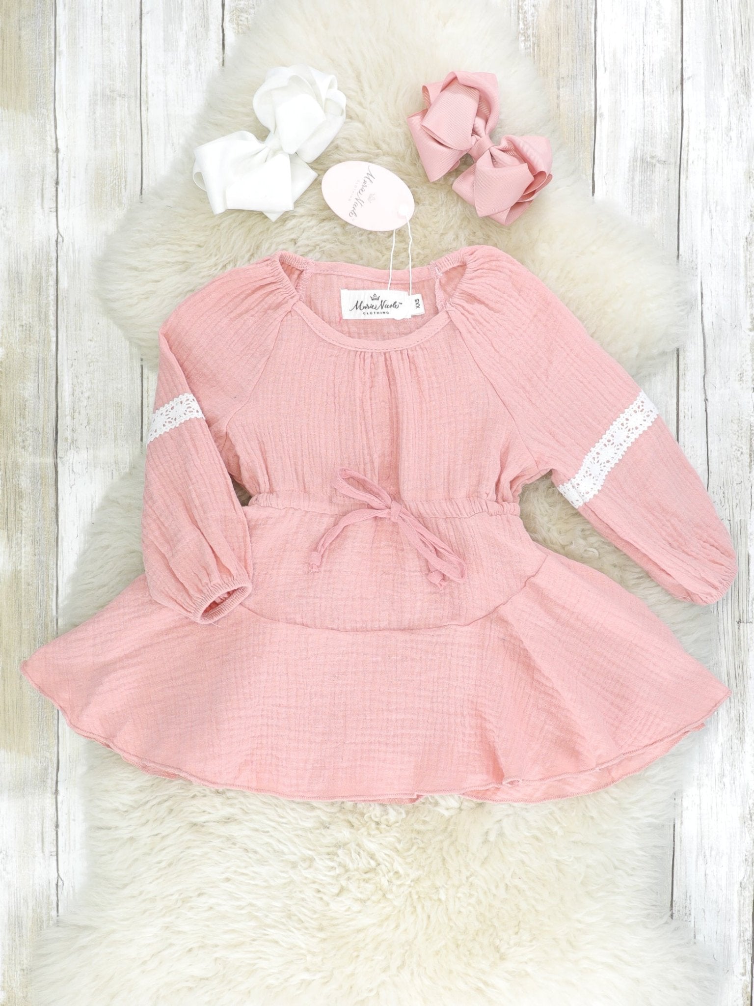 Sweet Pink Tie Swing Dress - Marie Nicole Clothing