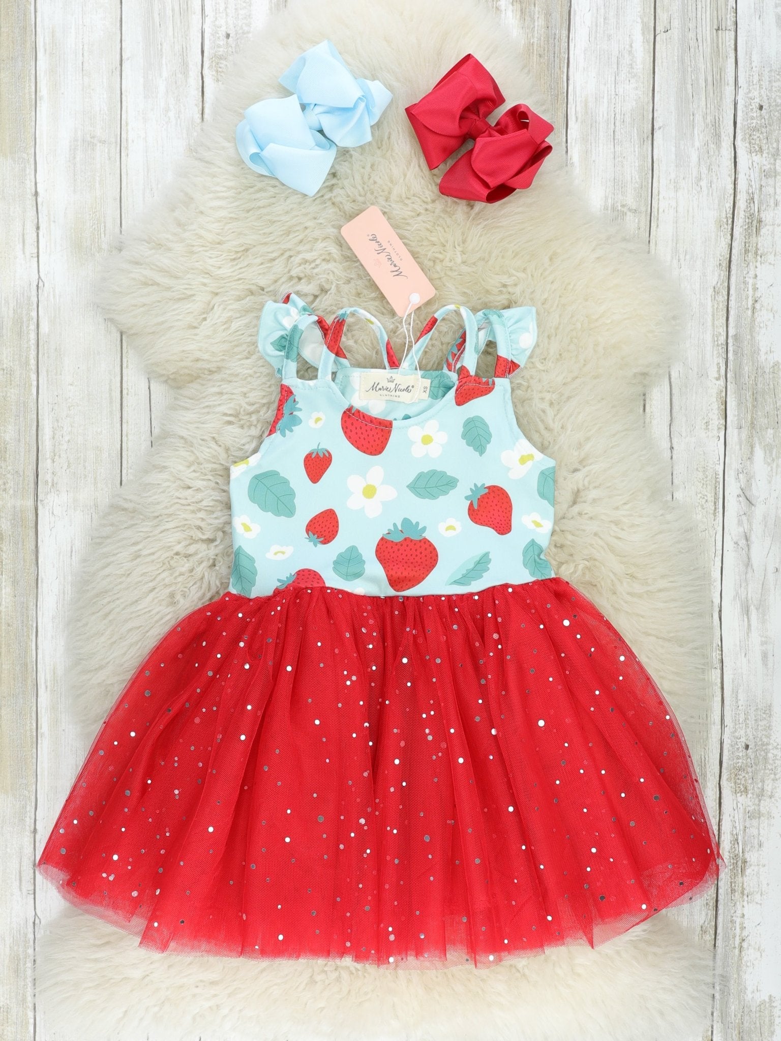Strawberry Tulle Tank Dress - Marie Nicole Clothing