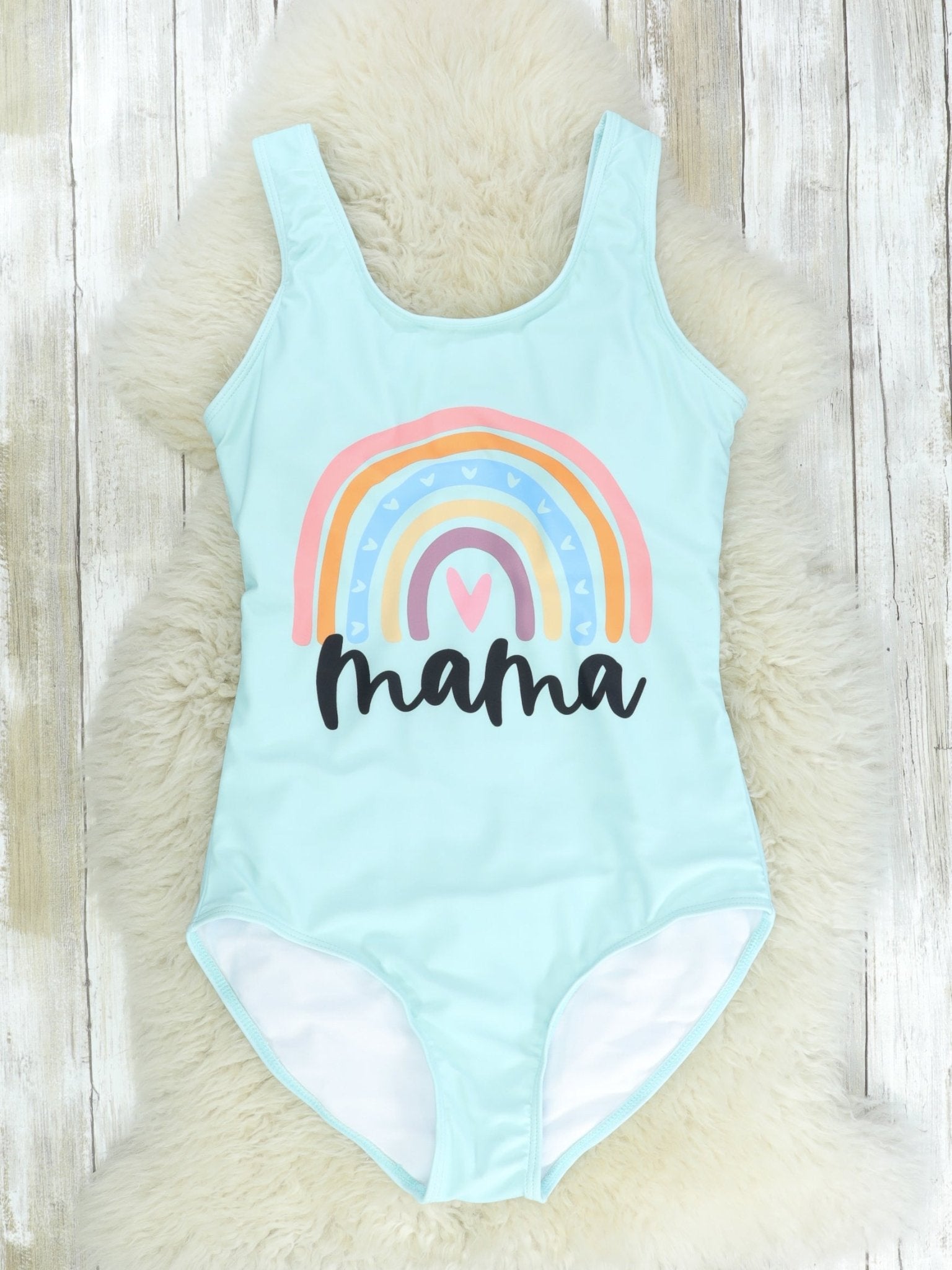Mom & Me Teal Rainbow Swimsuit - Marie Nicole Clothing