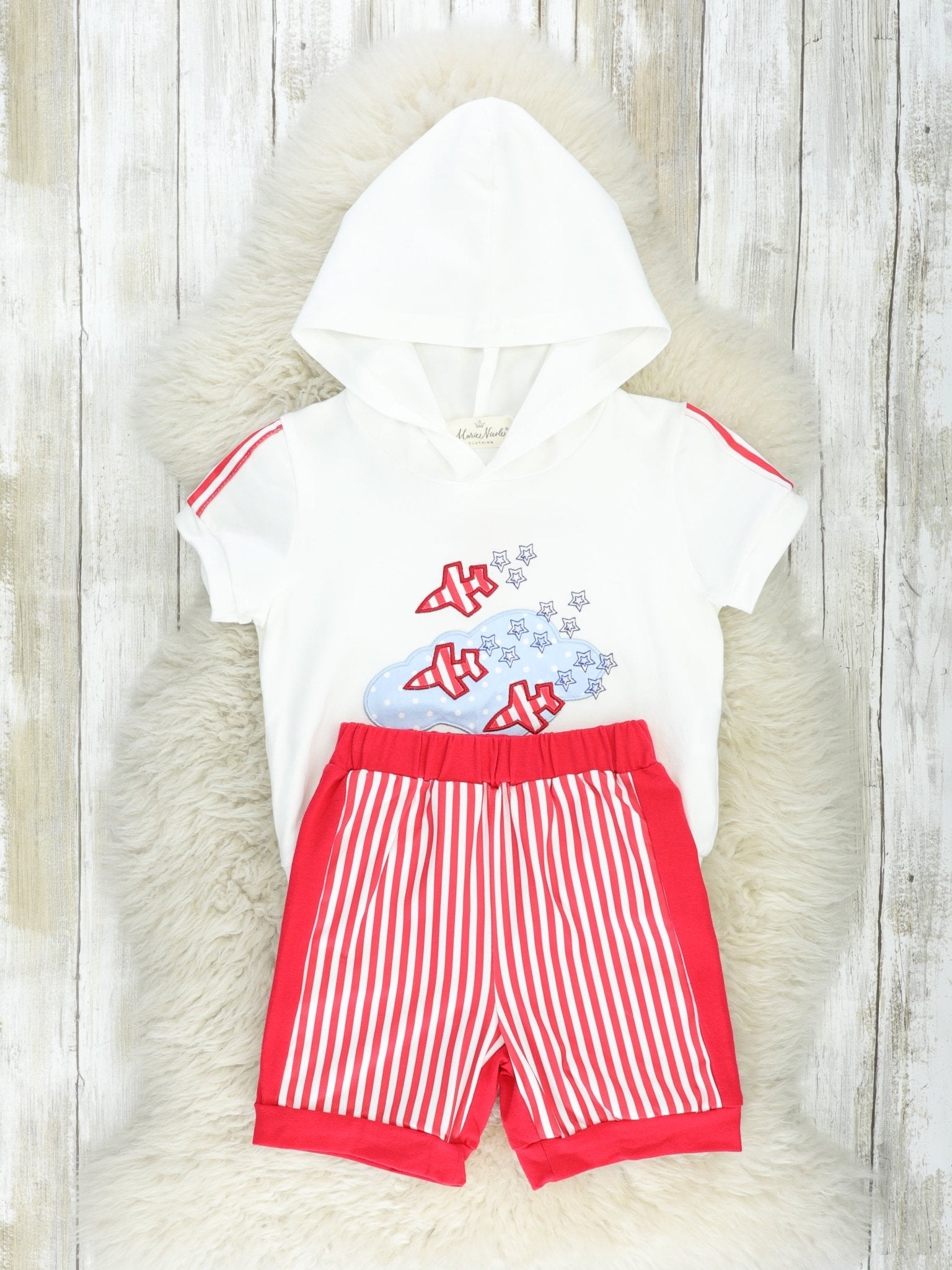 Stars & Stripes Plane Hoodie Outfit - Marie Nicole Clothing