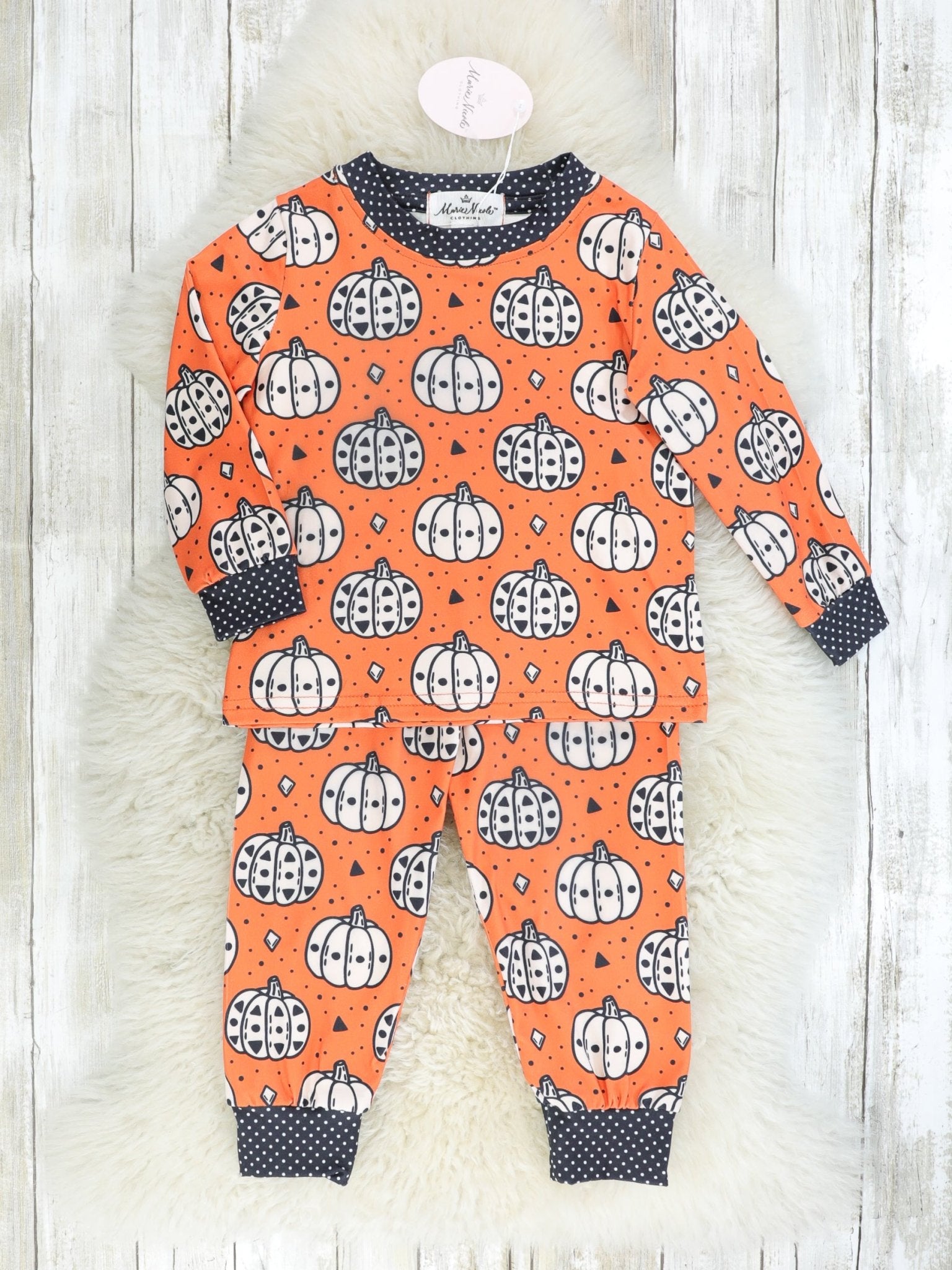 Orange Pumpkin Pajama Set - Marie Nicole Clothing