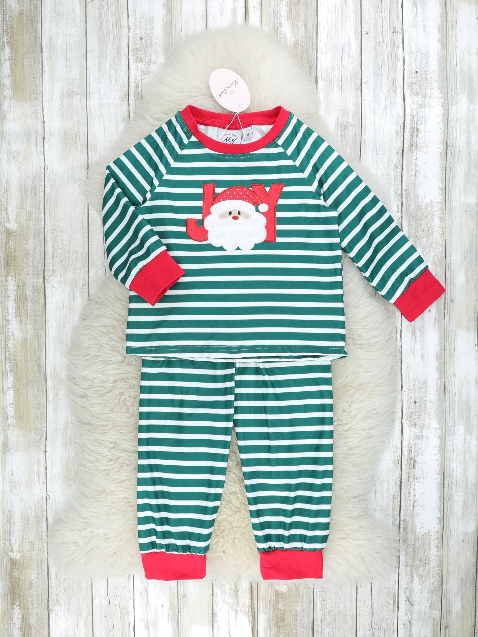 Striped "JOY" Pajamas - Marie Nicole Clothing
