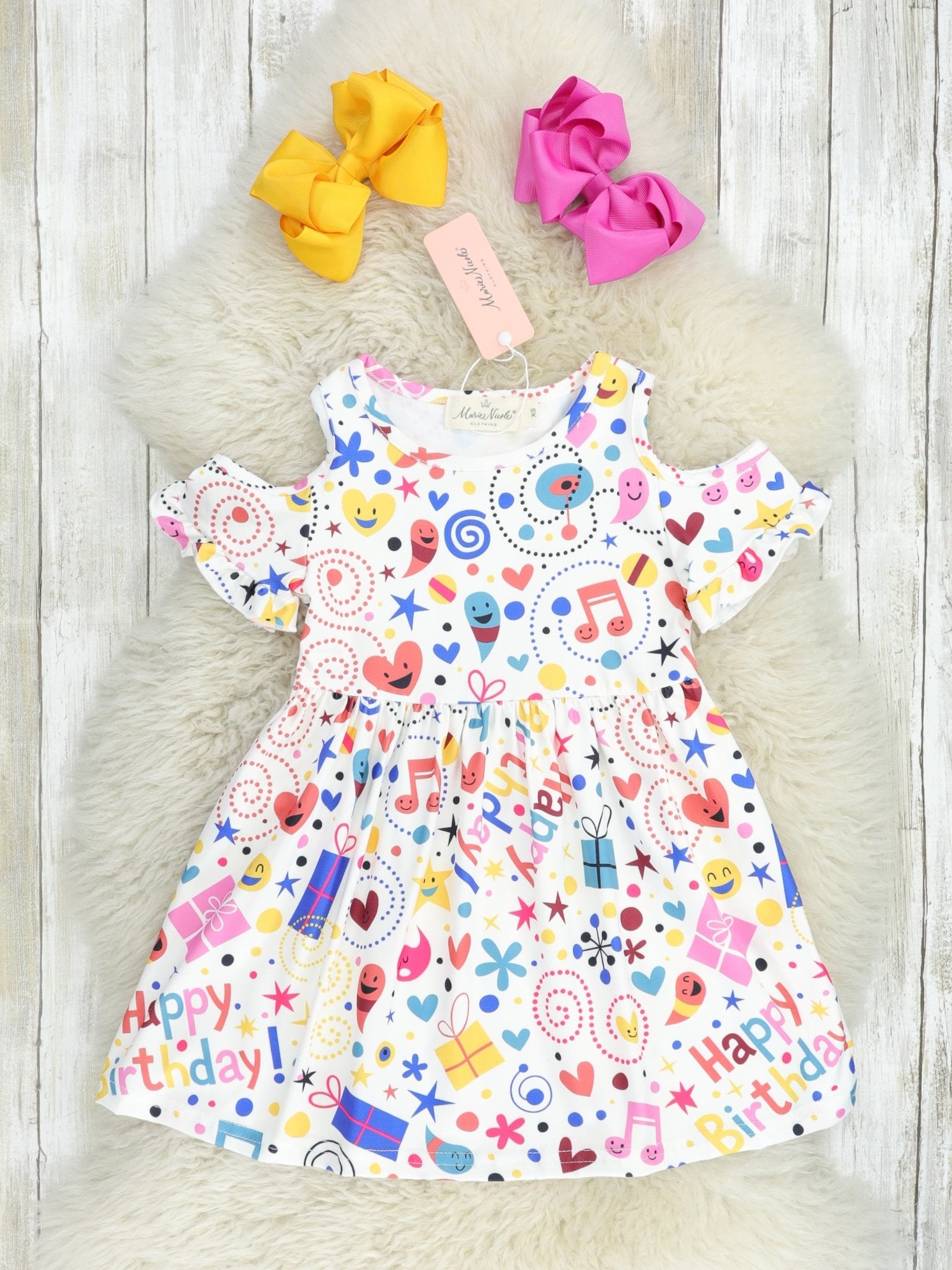 Bright "Happy Birthday" Dress - Marie Nicole Clothing