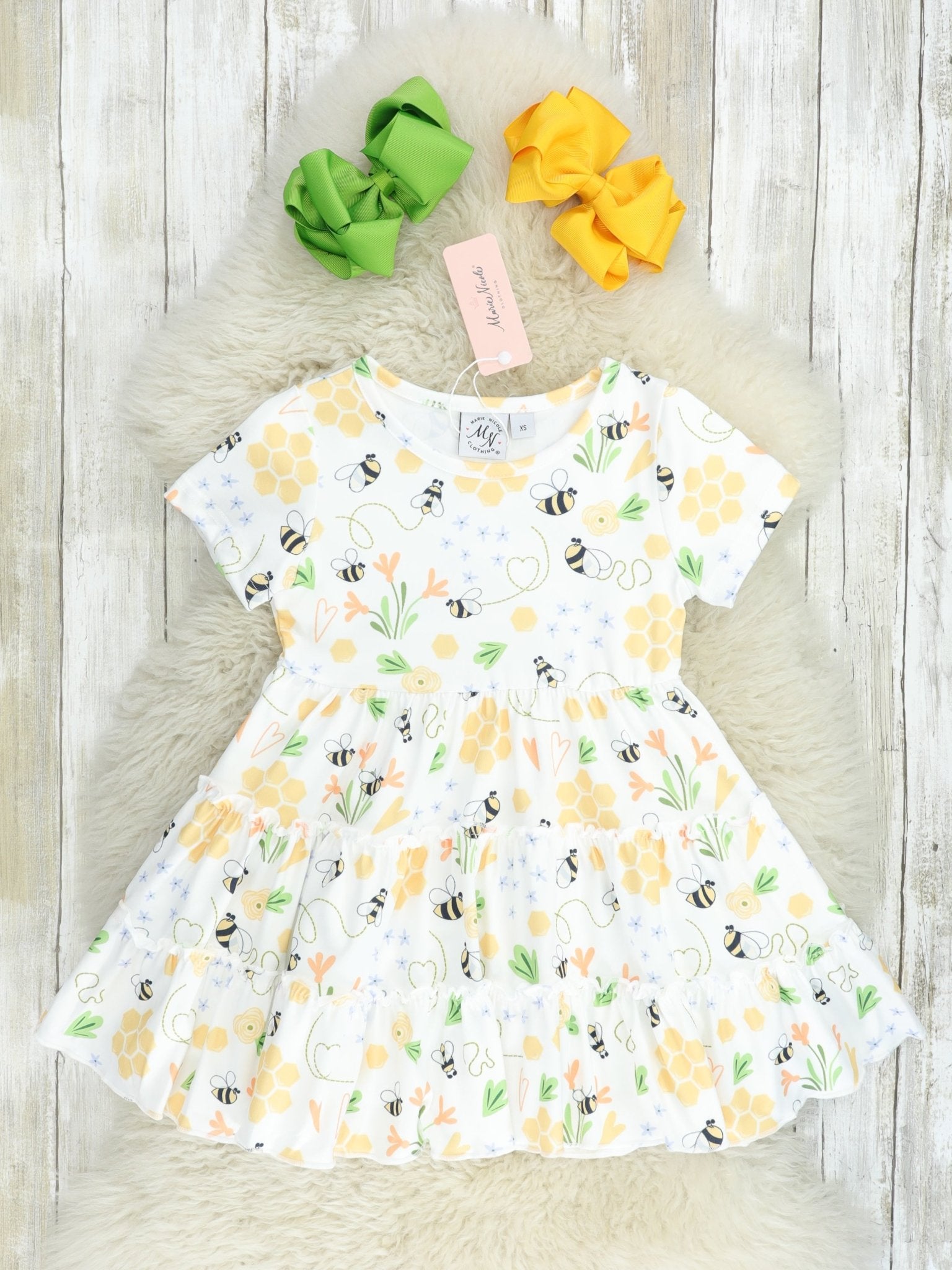 Mom & Me Busy Bee Tiered Dress - Marie Nicole Clothing