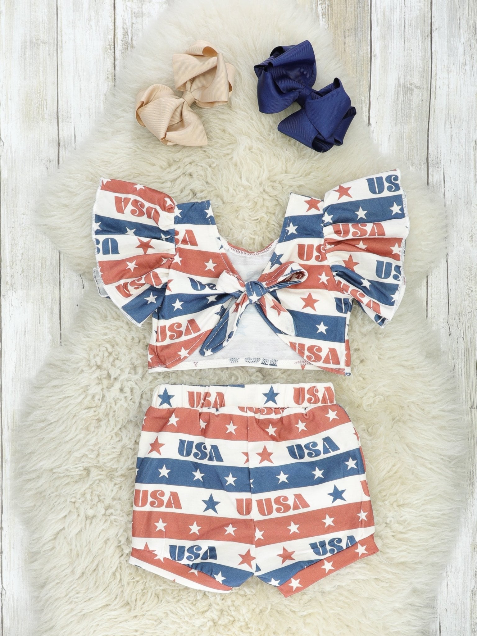 Stars & Stripes USA Ruffle Bloomers Outfit - Marie Nicole Clothing