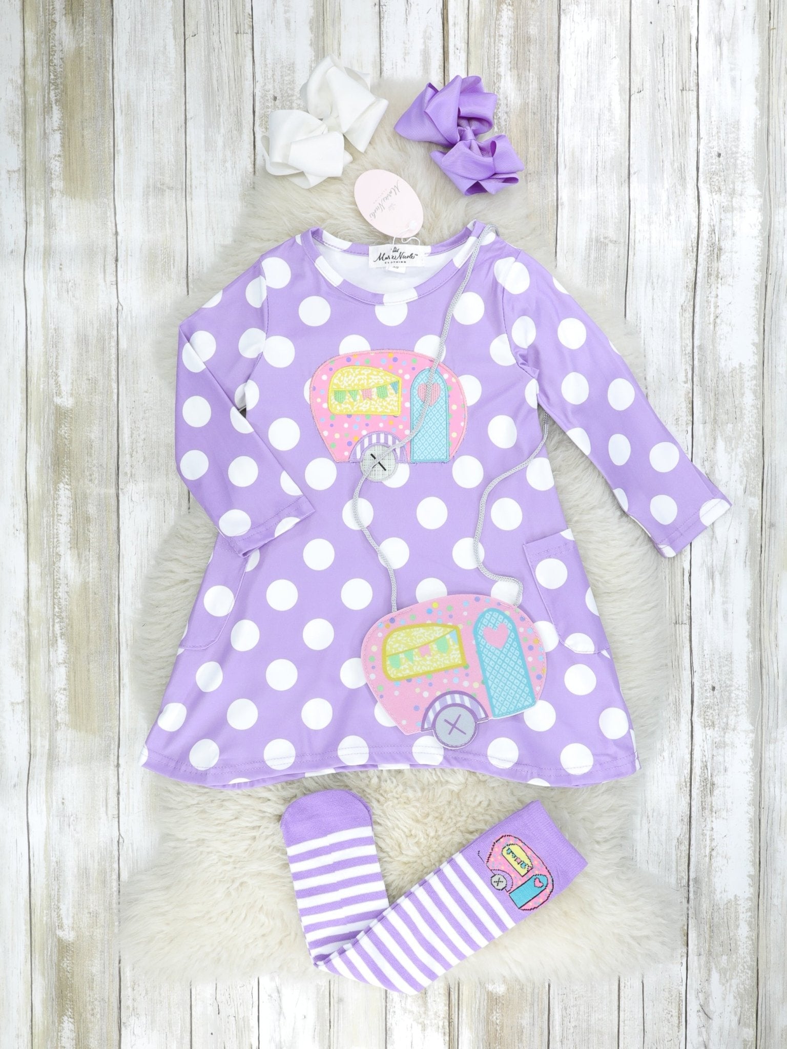 Purple Polka Dot Camper Dress - Marie Nicole Clothing