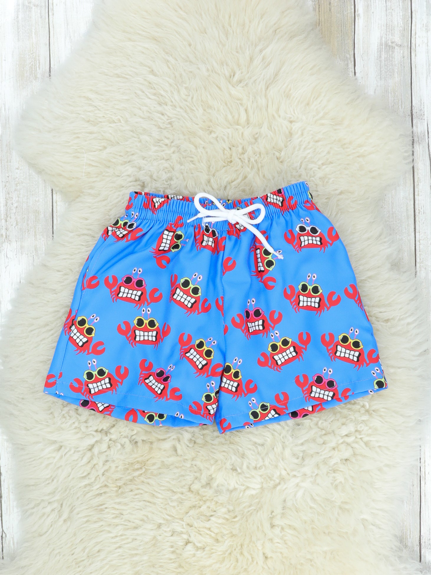 Blue Crabby Swim Trunks - Marie Nicole Clothing