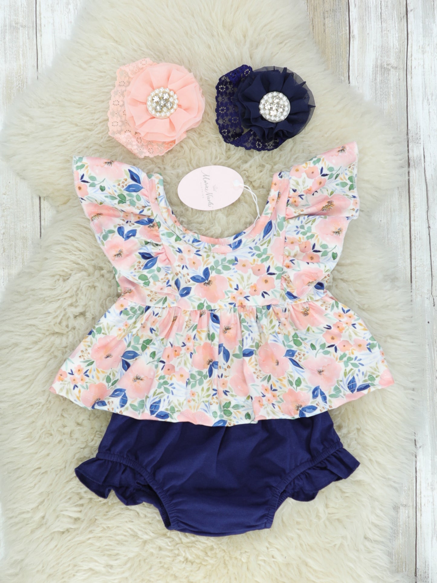 Pink Floral Top & Bloomers Set - Marie Nicole Clothing