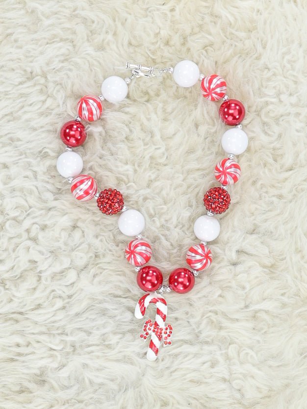 Red Candycane Bubblegum Necklace - Marie Nicole Clothing