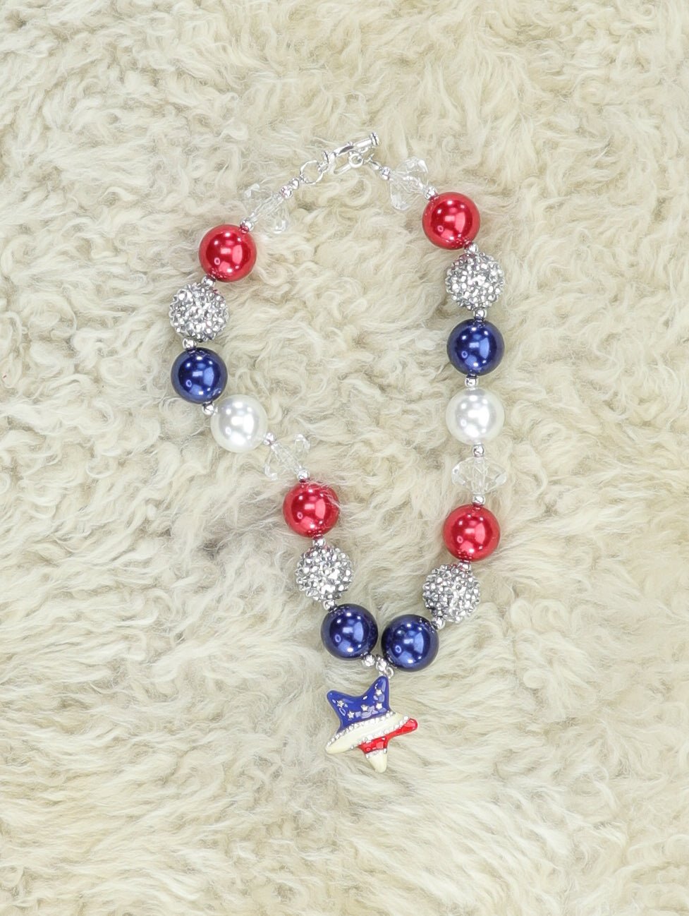 Stars & Stripes Bubblegum Necklace - Marie Nicole Clothing