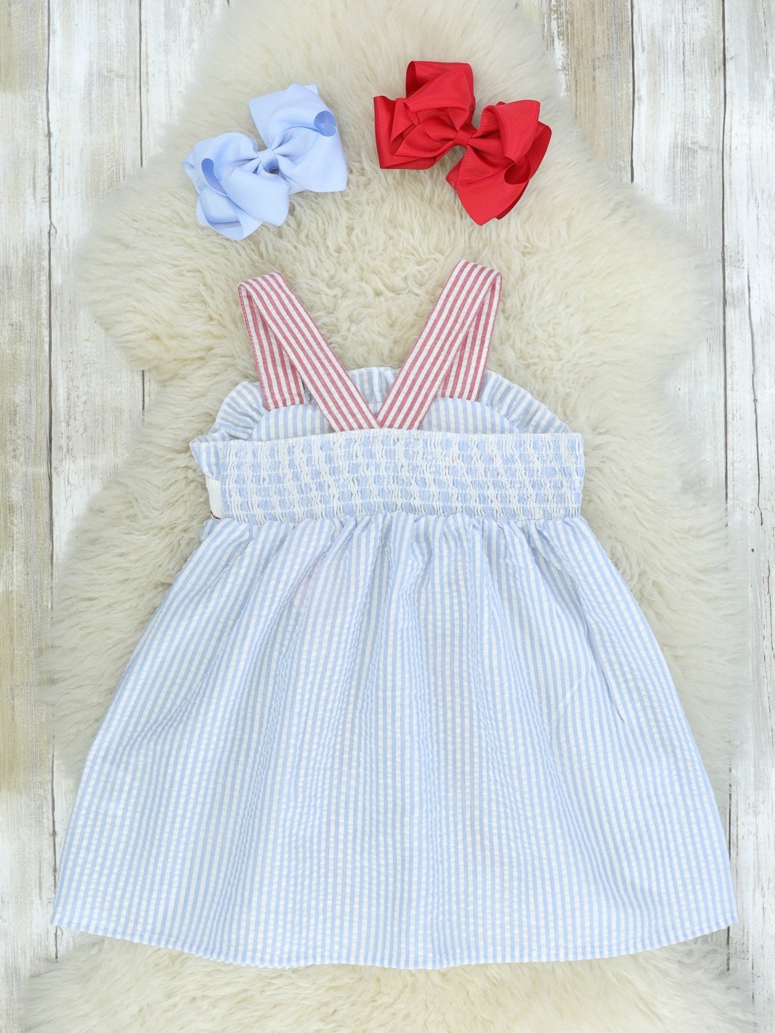 Blue Pinstriped Baseball Dress - Marie Nicole Clothing