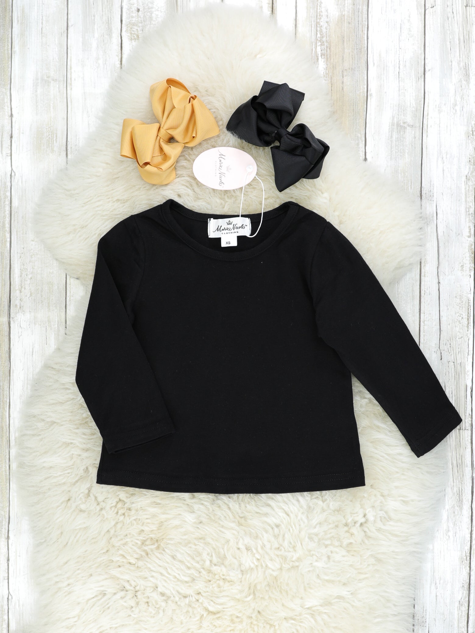 Black Long Sleeve & Denim Cat Pocket Overall Set - Marie Nicole Clothing