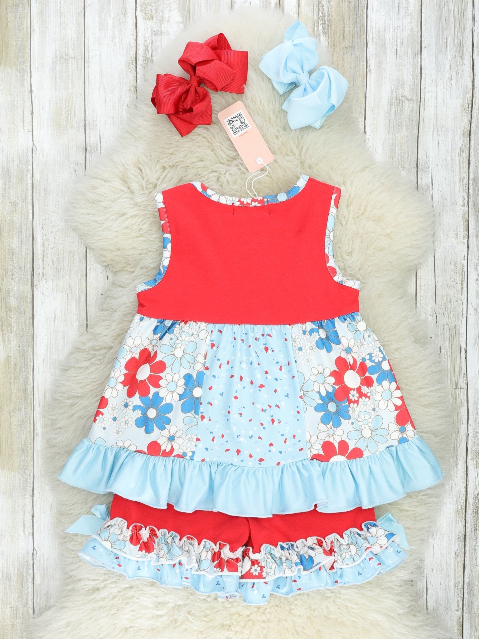 Patriotic Floral Ruffle Outfit - Marie Nicole Clothing