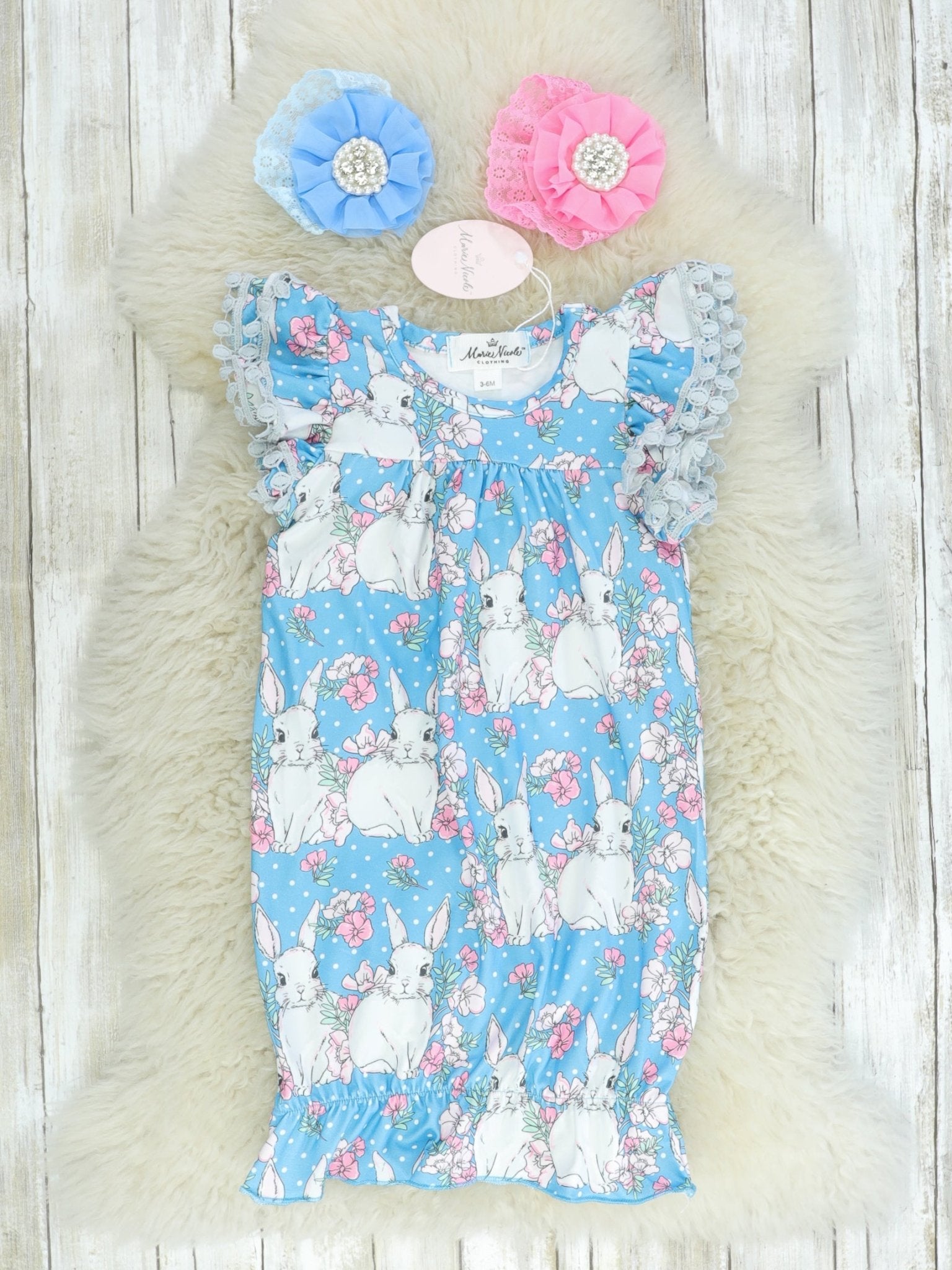 Cornflower Blue Bunny Ruffle Gown - Marie Nicole Clothing