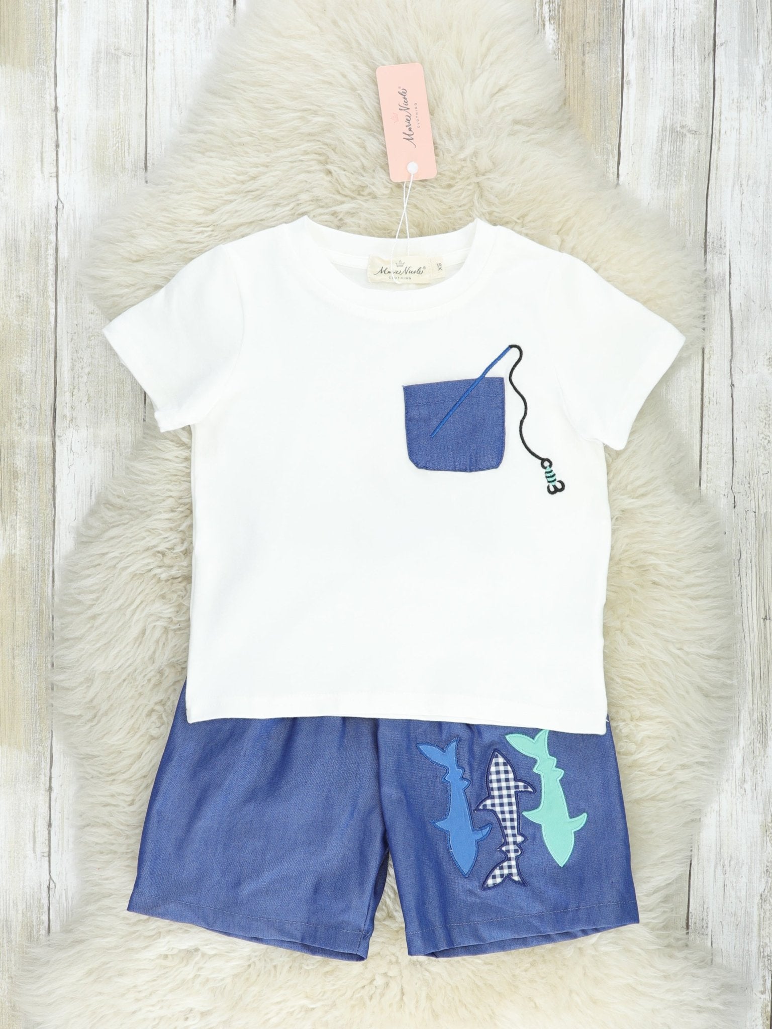 Navy Fish Pocket Outfit - Marie Nicole Clothing