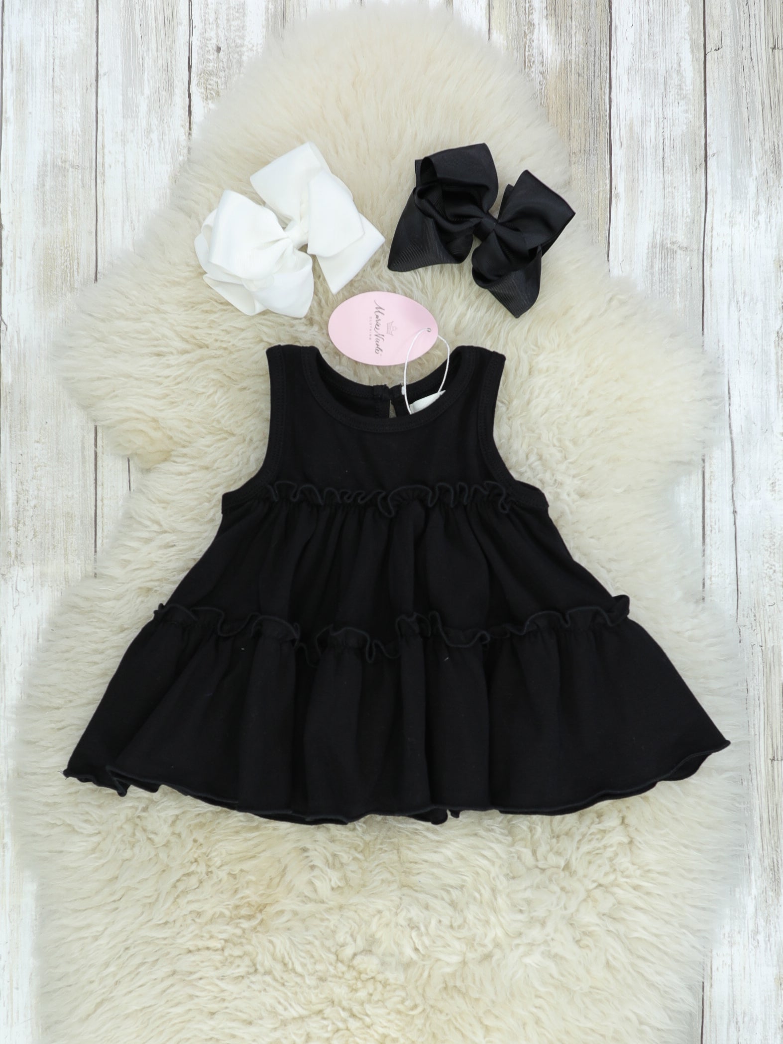 Cotton Swing Ruffle Tank - Black - Marie Nicole Clothing