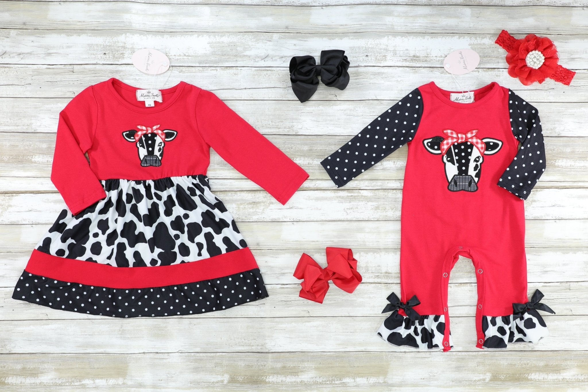 Red Polka Dot Cow Dress - Marie Nicole Clothing