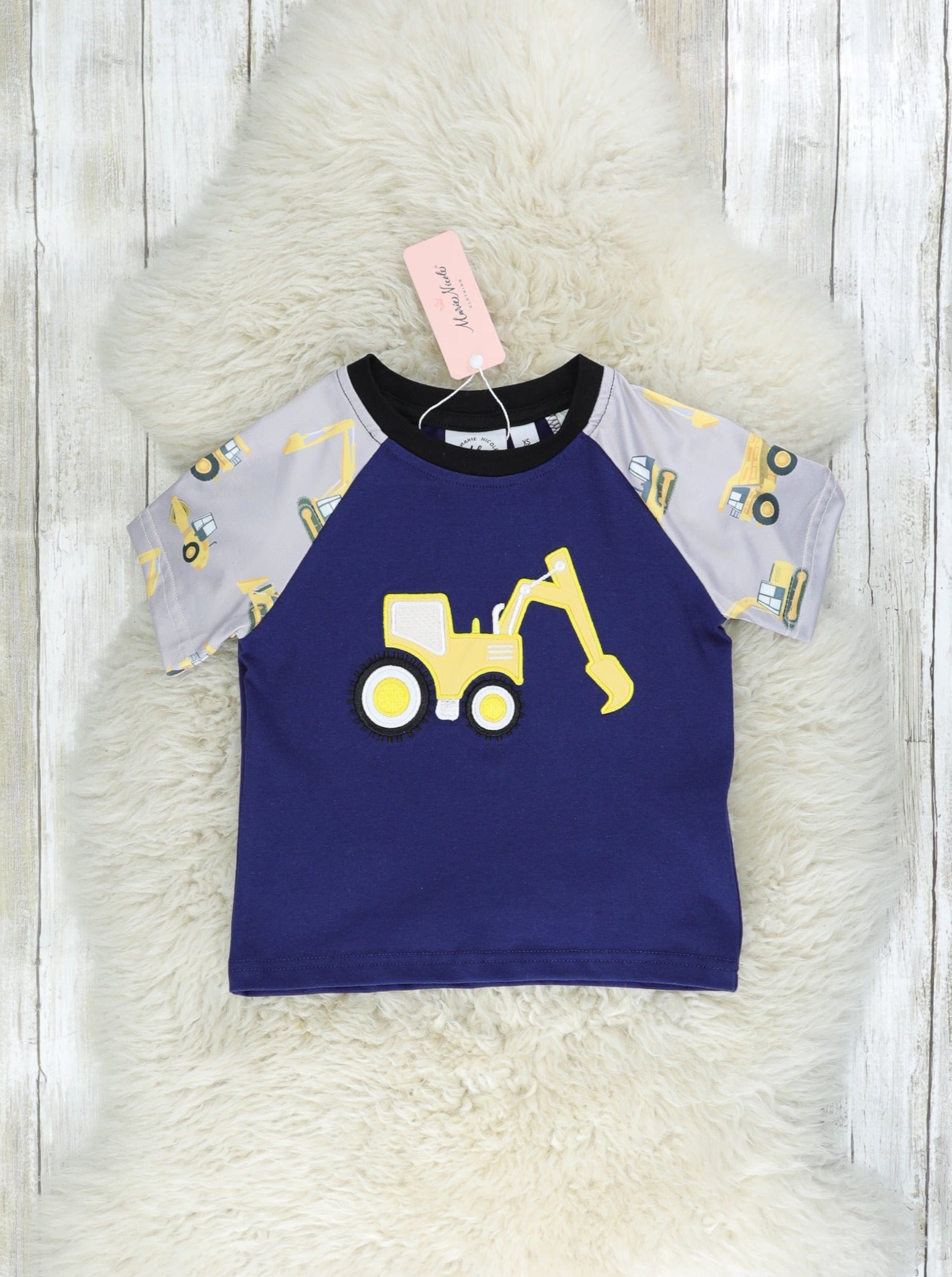 Navy Excavator Raglan Shirt - Marie Nicole Clothing