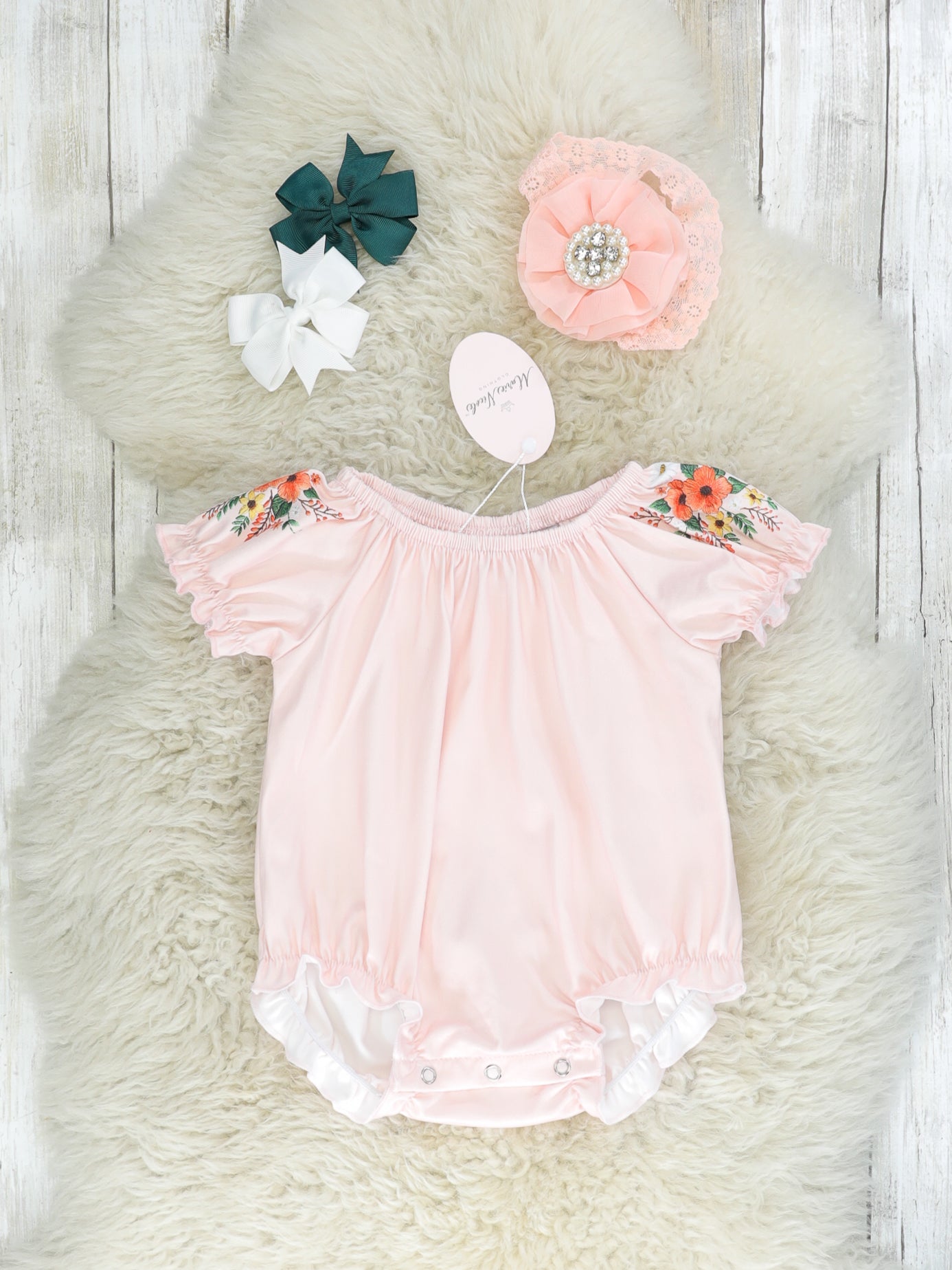 Pink Floral Ruffle Romper - Marie Nicole Clothing