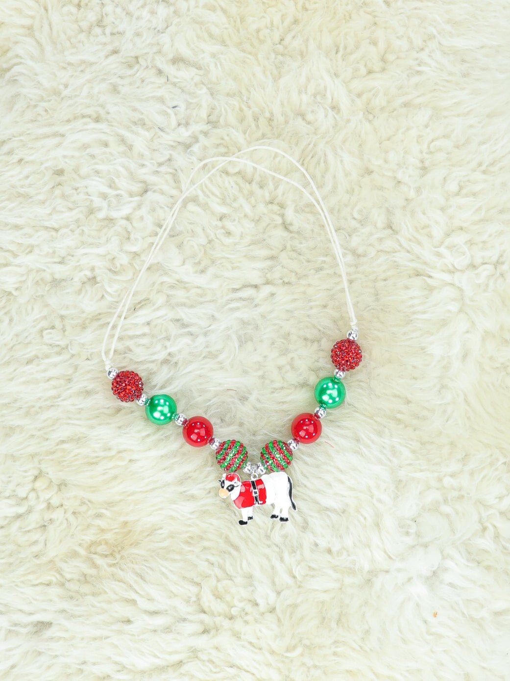 Christmas Cow Bubblegum Necklace - Marie Nicole Clothing