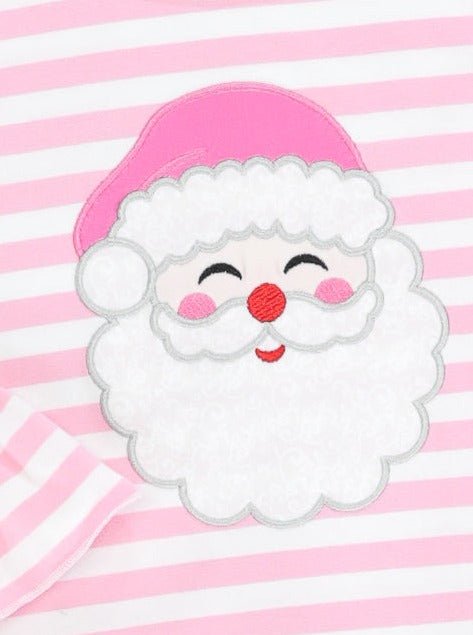 Pink Striped Santa Ruffle Dress - Marie Nicole Clothing