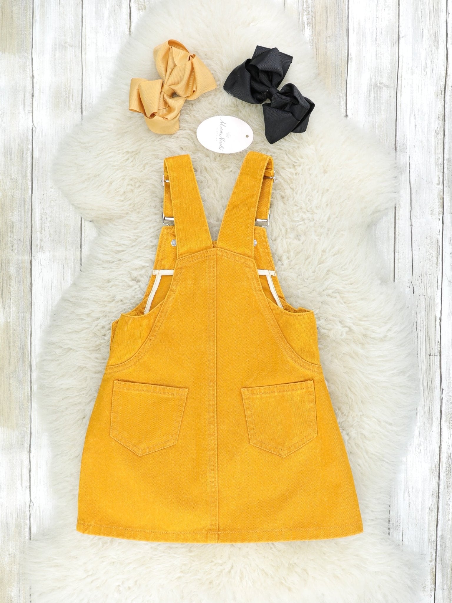 Black Long Sleeve & Denim Cat Pocket Overall Set - Marie Nicole Clothing