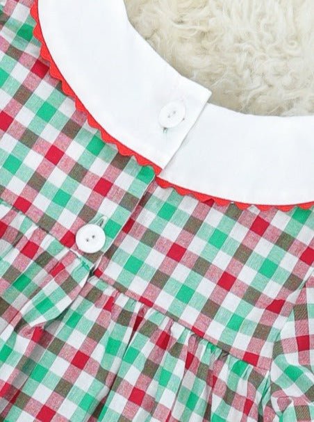 Red & Green Gingerbread Vintage Dress - Marie Nicole Clothing