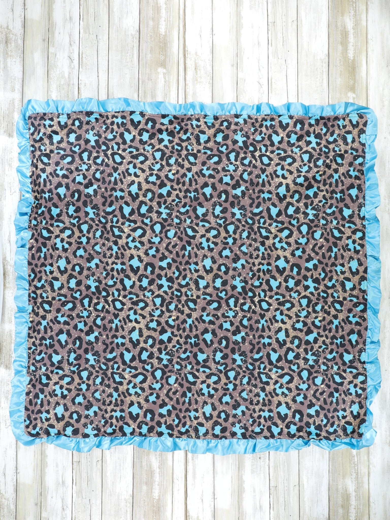 Bright Blue Leopard Minky Blanket - Marie Nicole Clothing